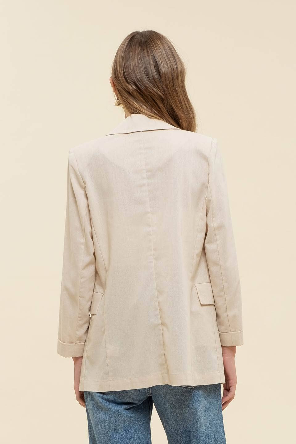 OATMEAL COLLARED BLAZER