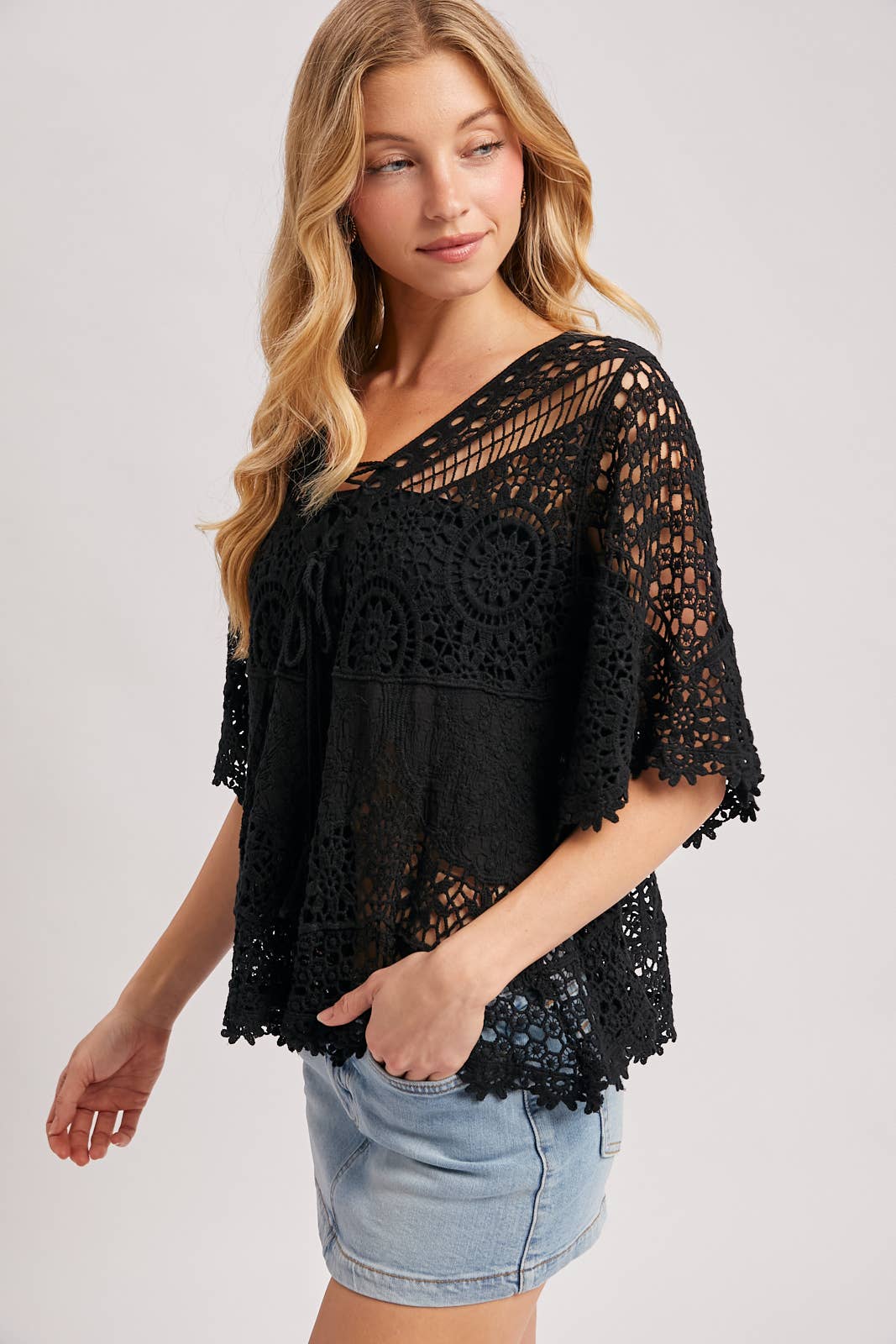 BOHO SHEER CROCHET TOP