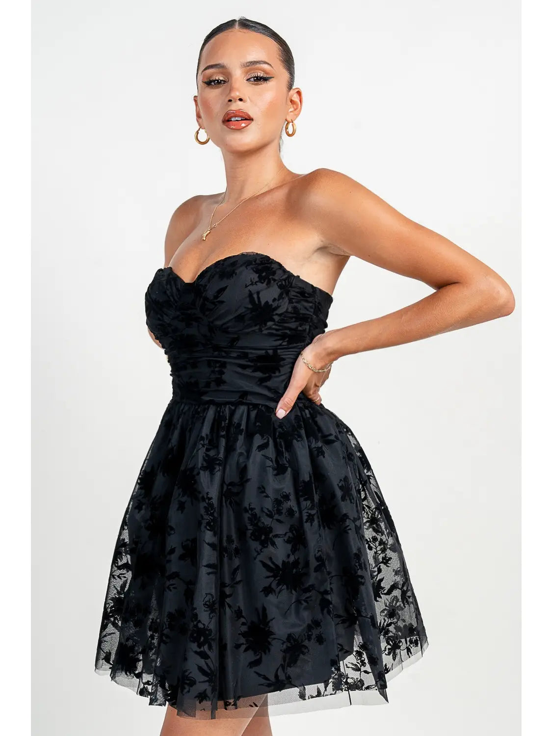 FLORAL BUSTIER TOP DRESS