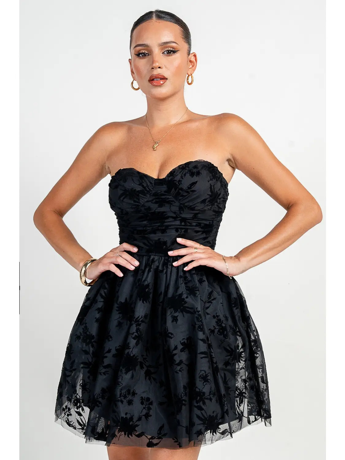 FLORAL BUSTIER TOP DRESS