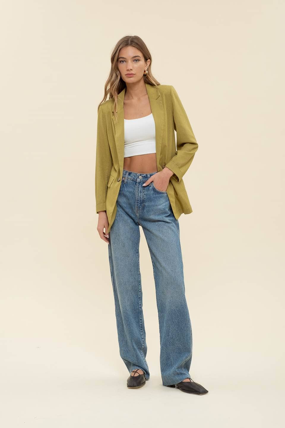 OATMEAL COLLARED BLAZER