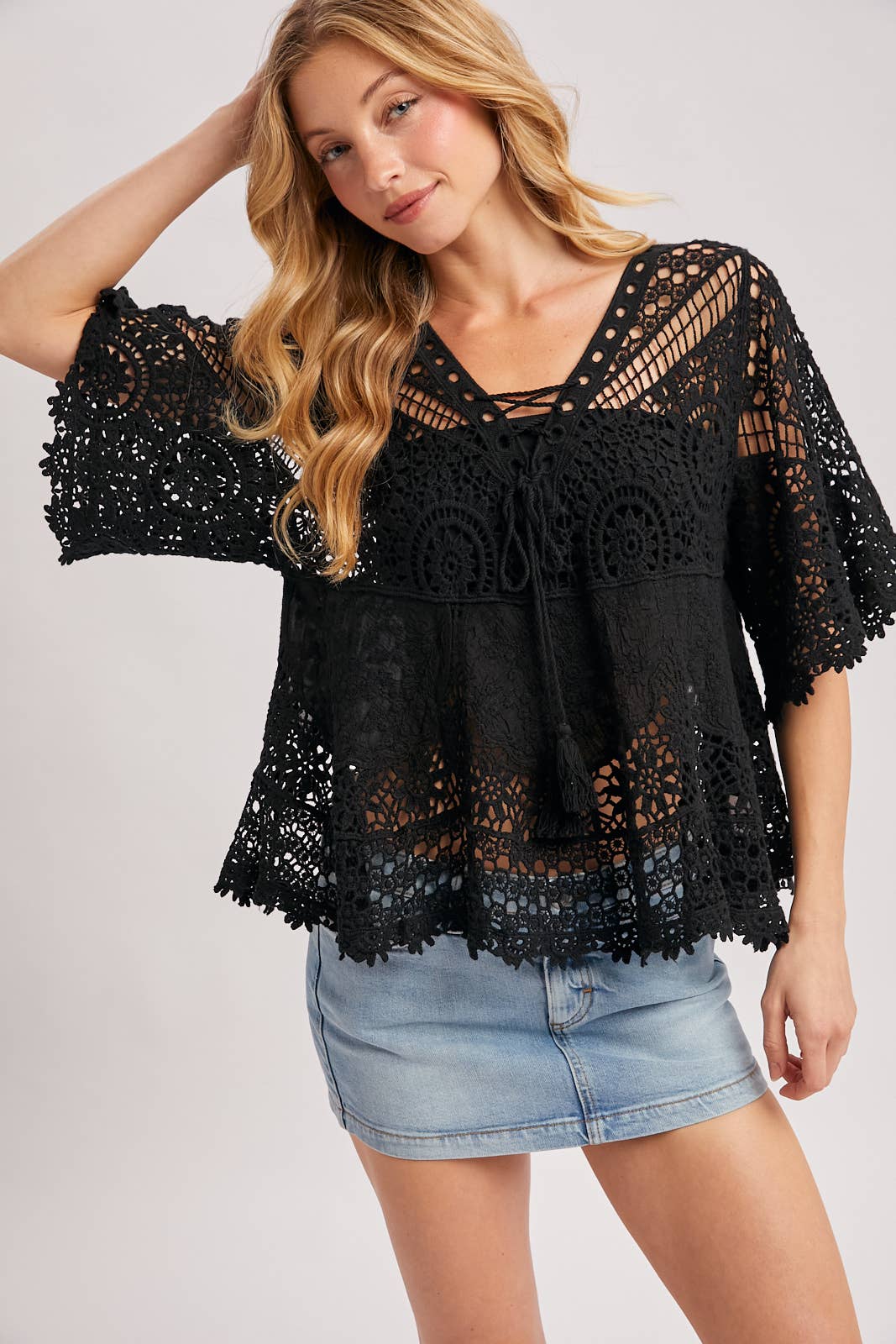 BOHO SHEER CROCHET TOP