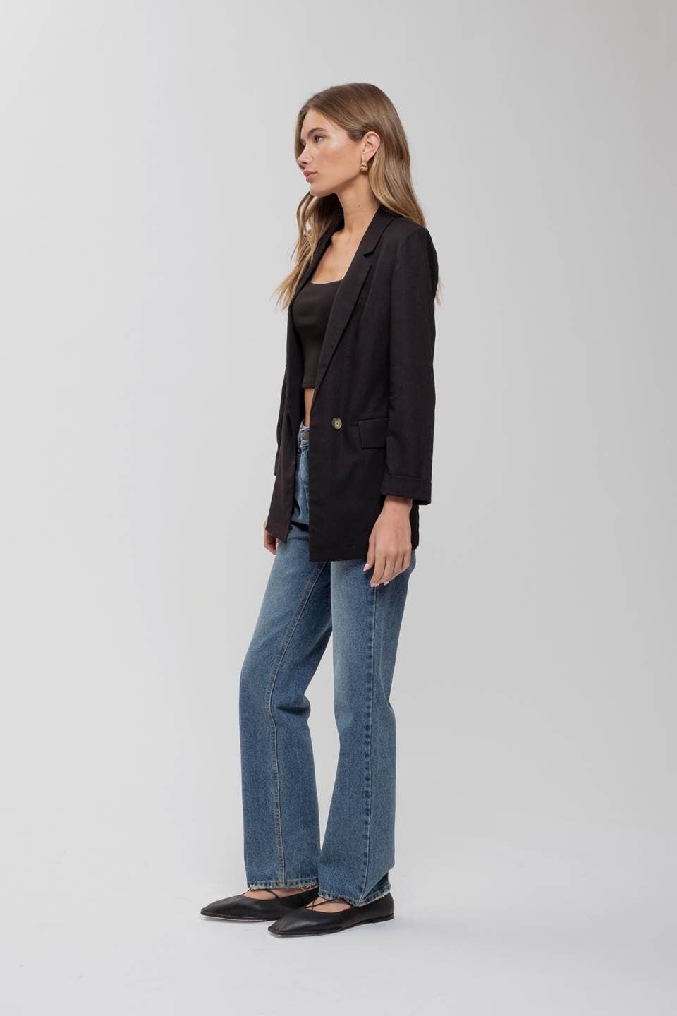 OATMEAL COLLARED BLAZER