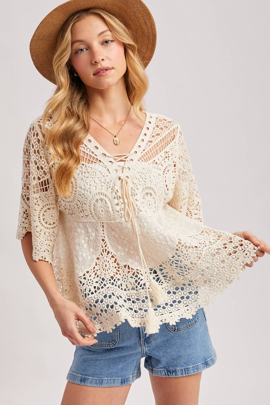 BOHO SHEER CROCHET TOP