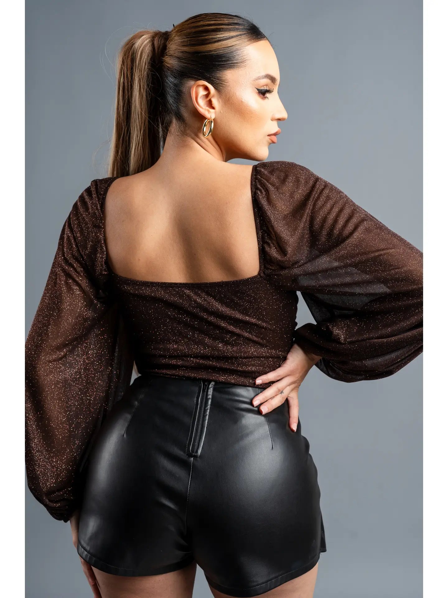 GLITTER SQUARE NECK BODYSUIT