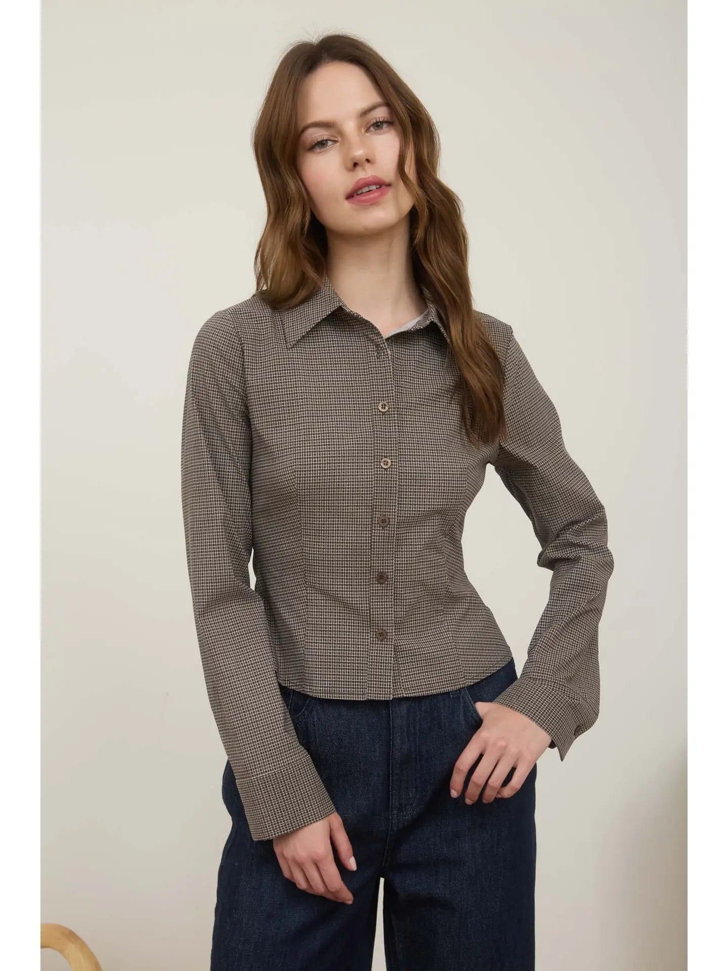 PLAID COLLARD BUTTON DOWN
