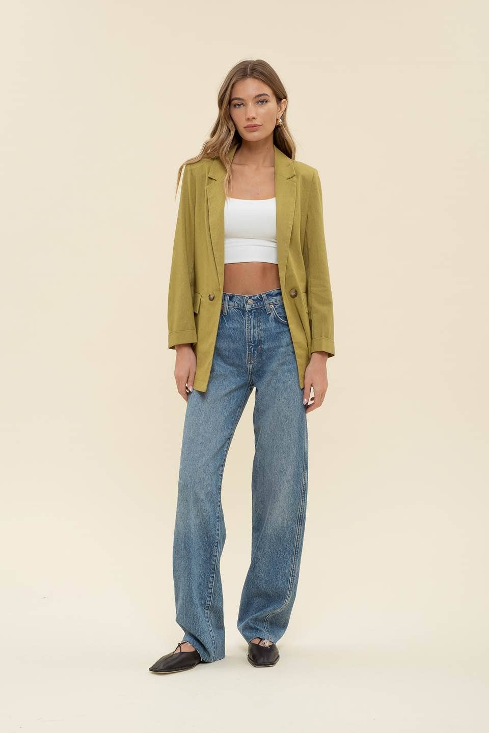 OATMEAL COLLARED BLAZER