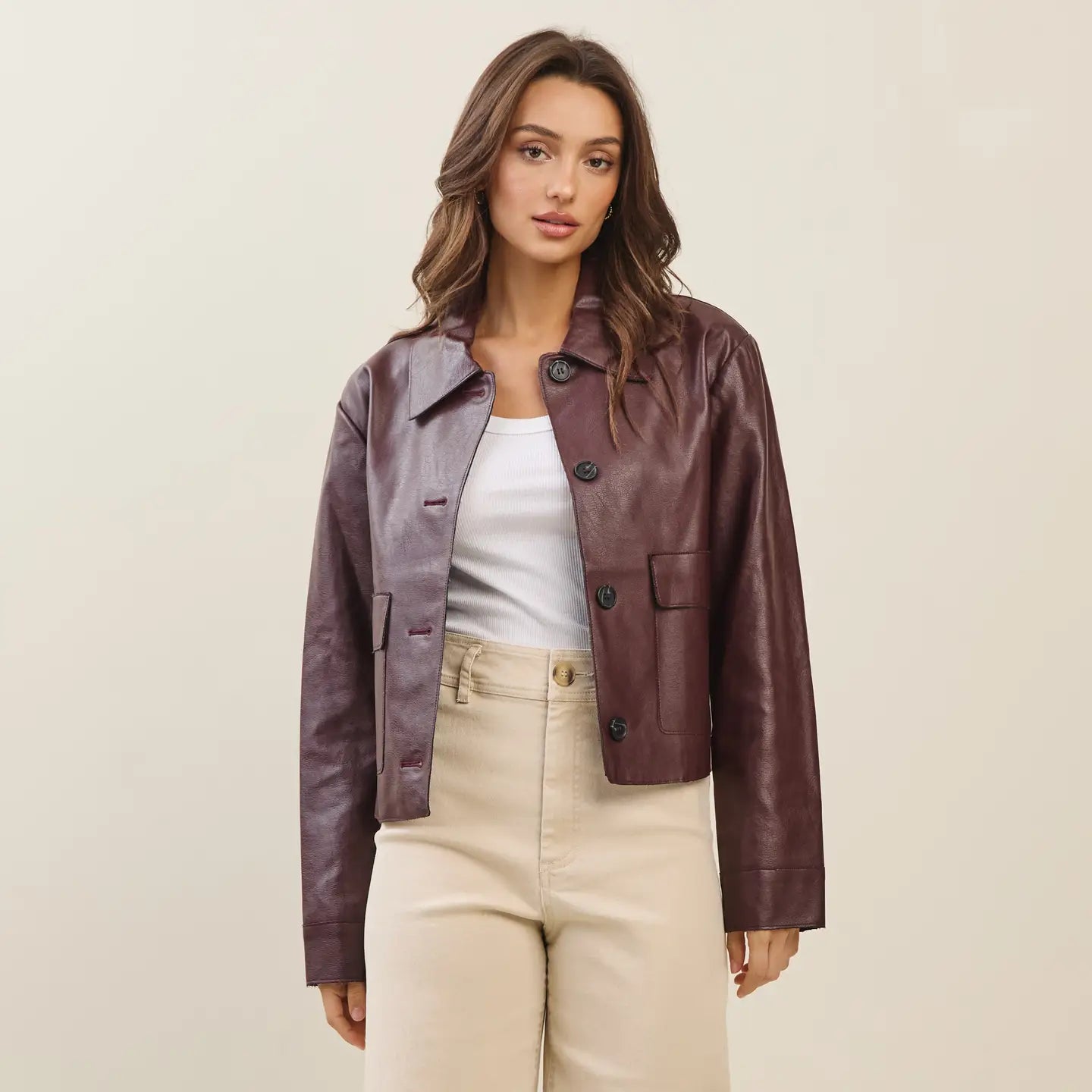 BURGUNDY LEATHER JACKET