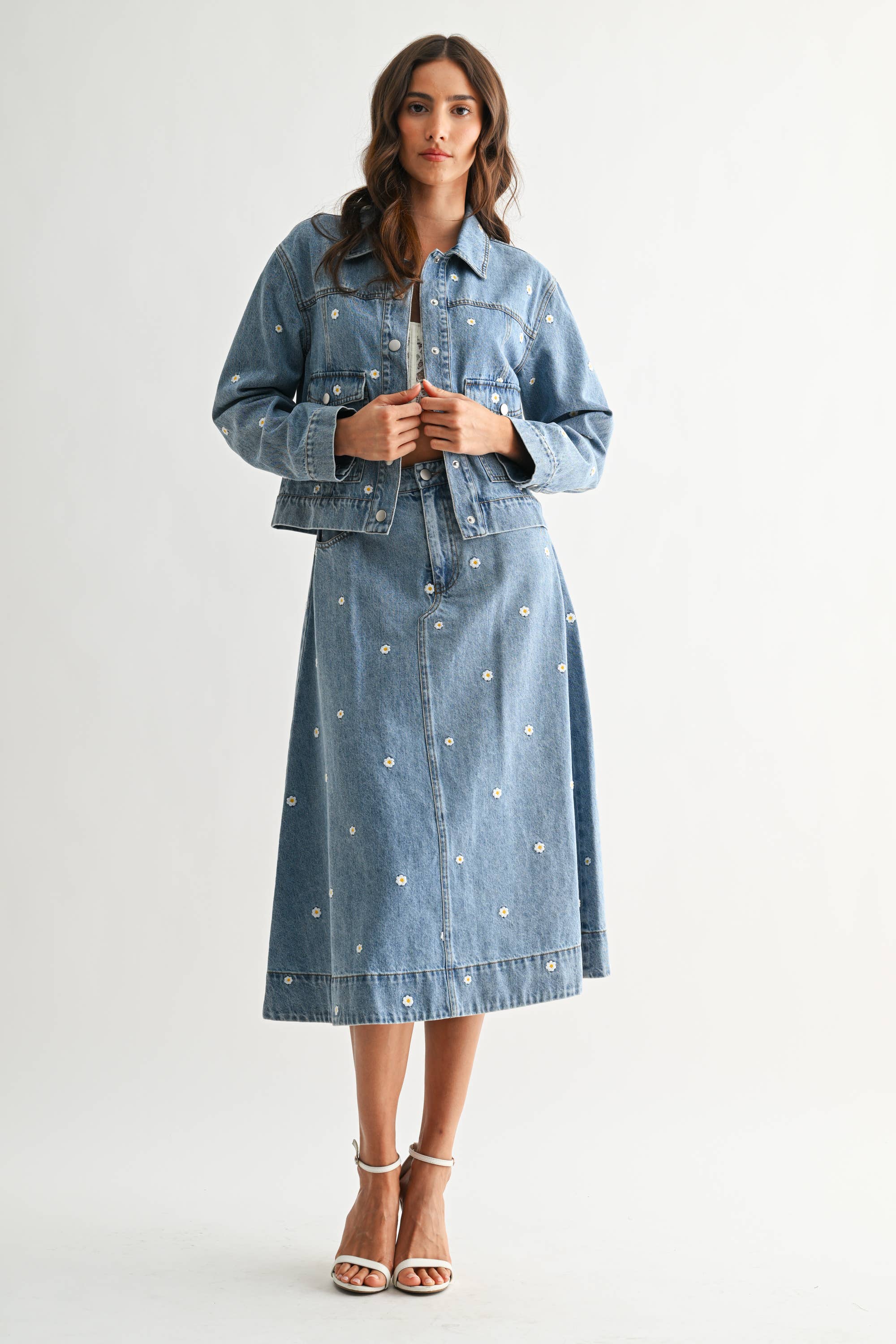 FLOWER DENIM SKIRT