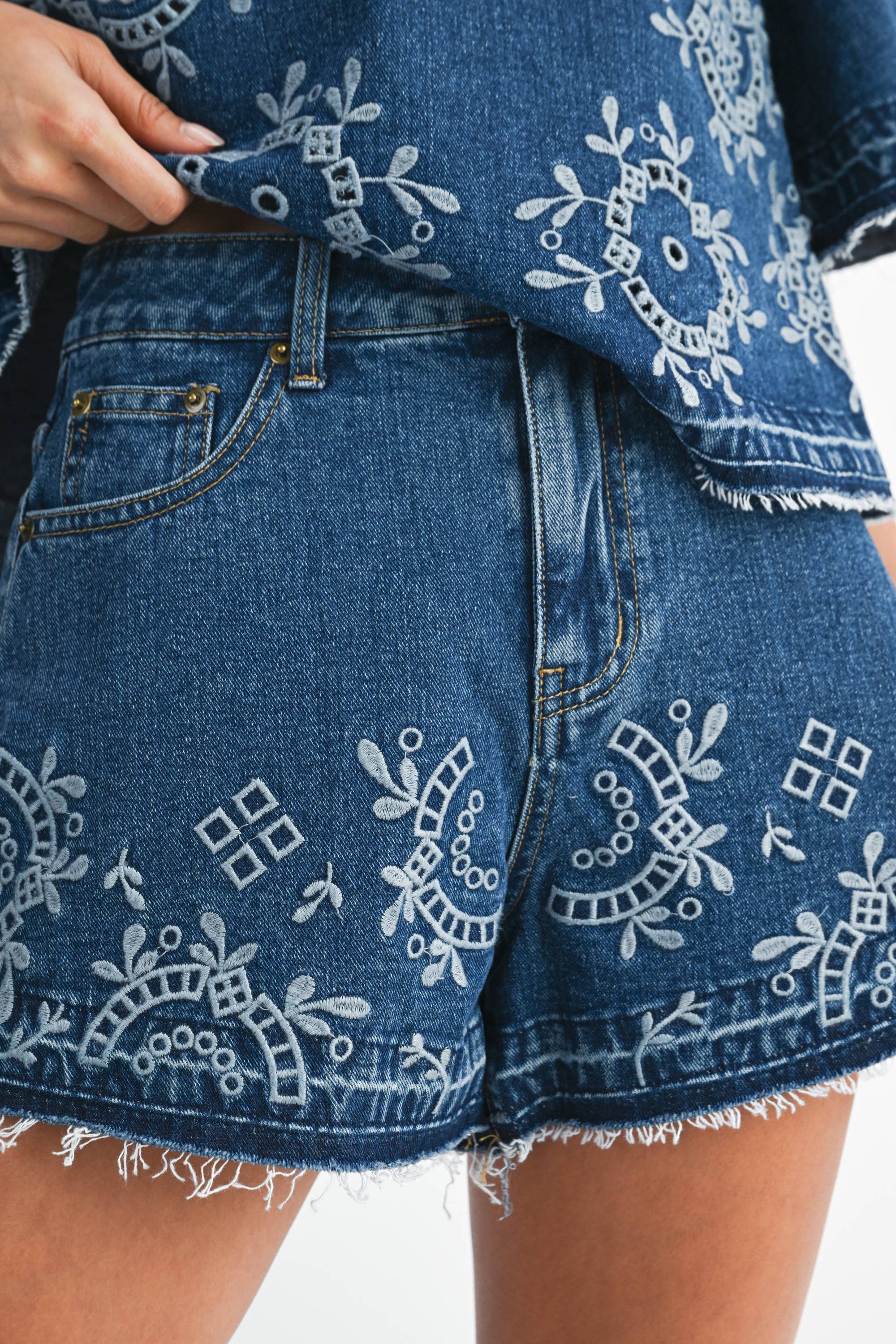 EMBROIDERED DENIM TOP (SET SOLD SEPARATELY)