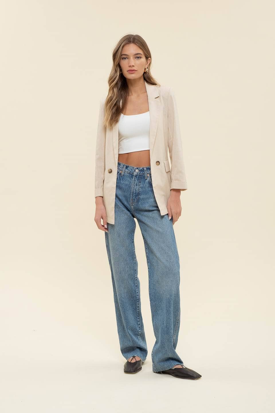 OATMEAL COLLARED BLAZER