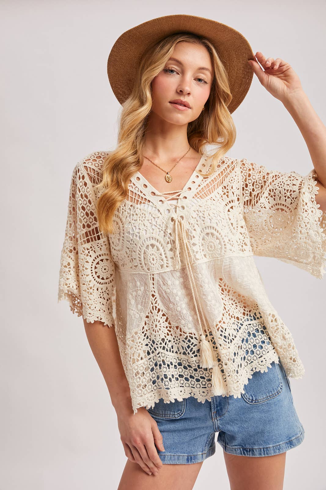 BOHO SHEER CROCHET TOP