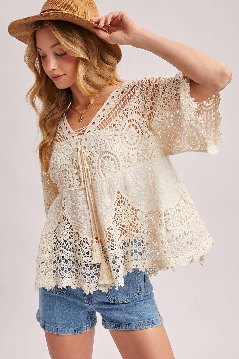 BOHO SHEER CROCHET TOP
