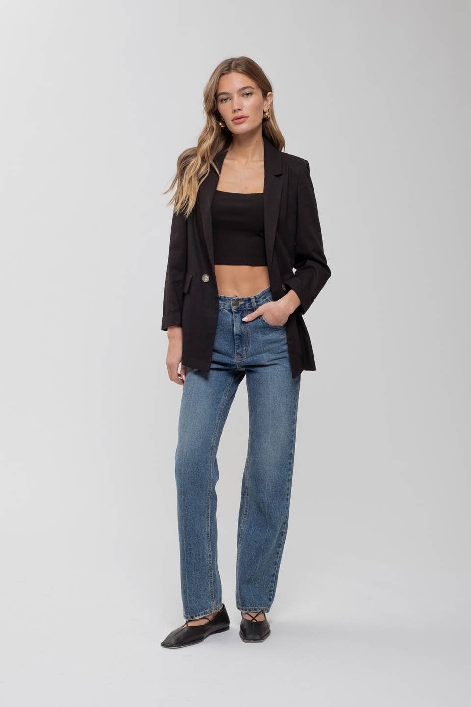 OATMEAL COLLARED BLAZER