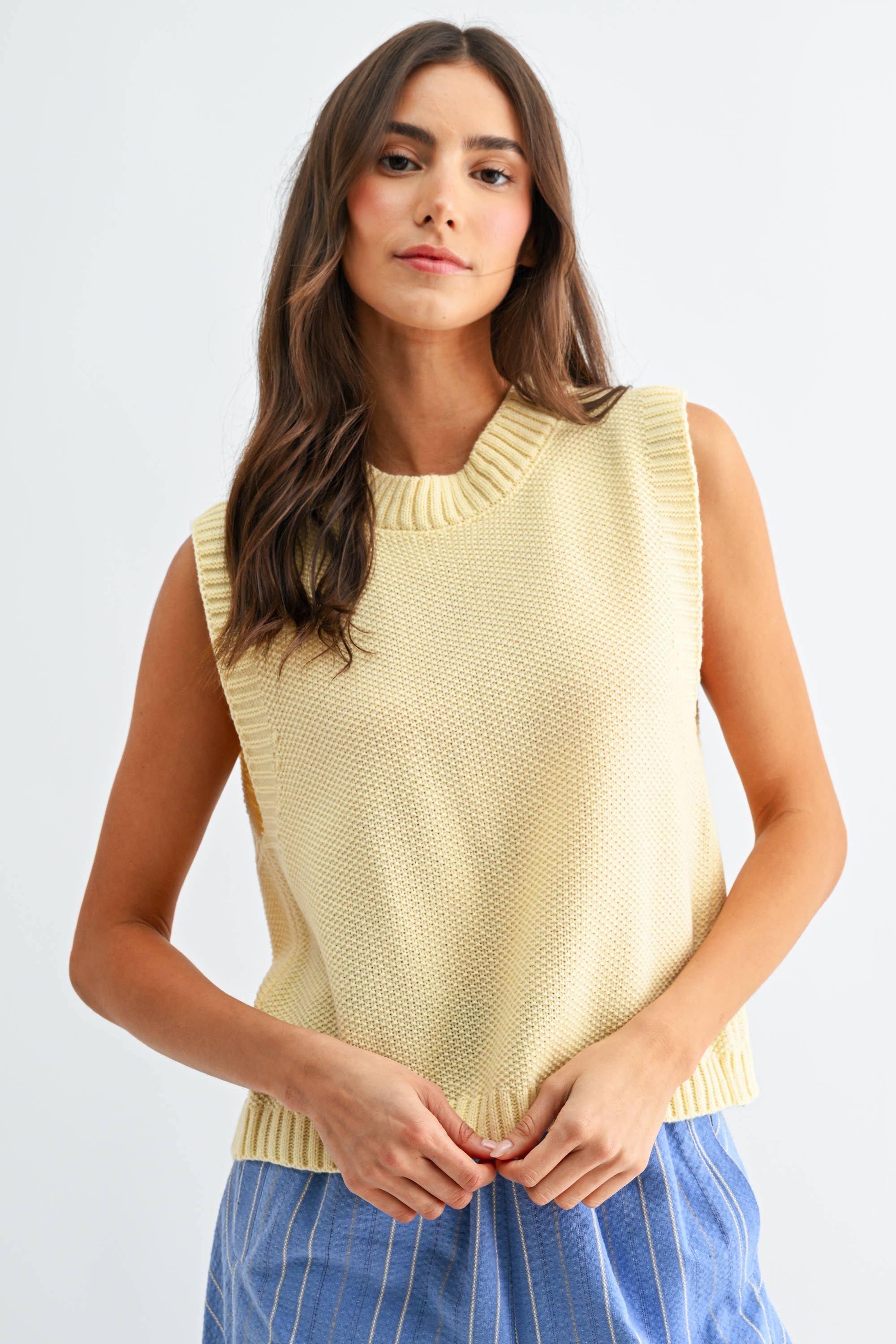 BUTTER YELLOW BACKLESS SWEATER VEST