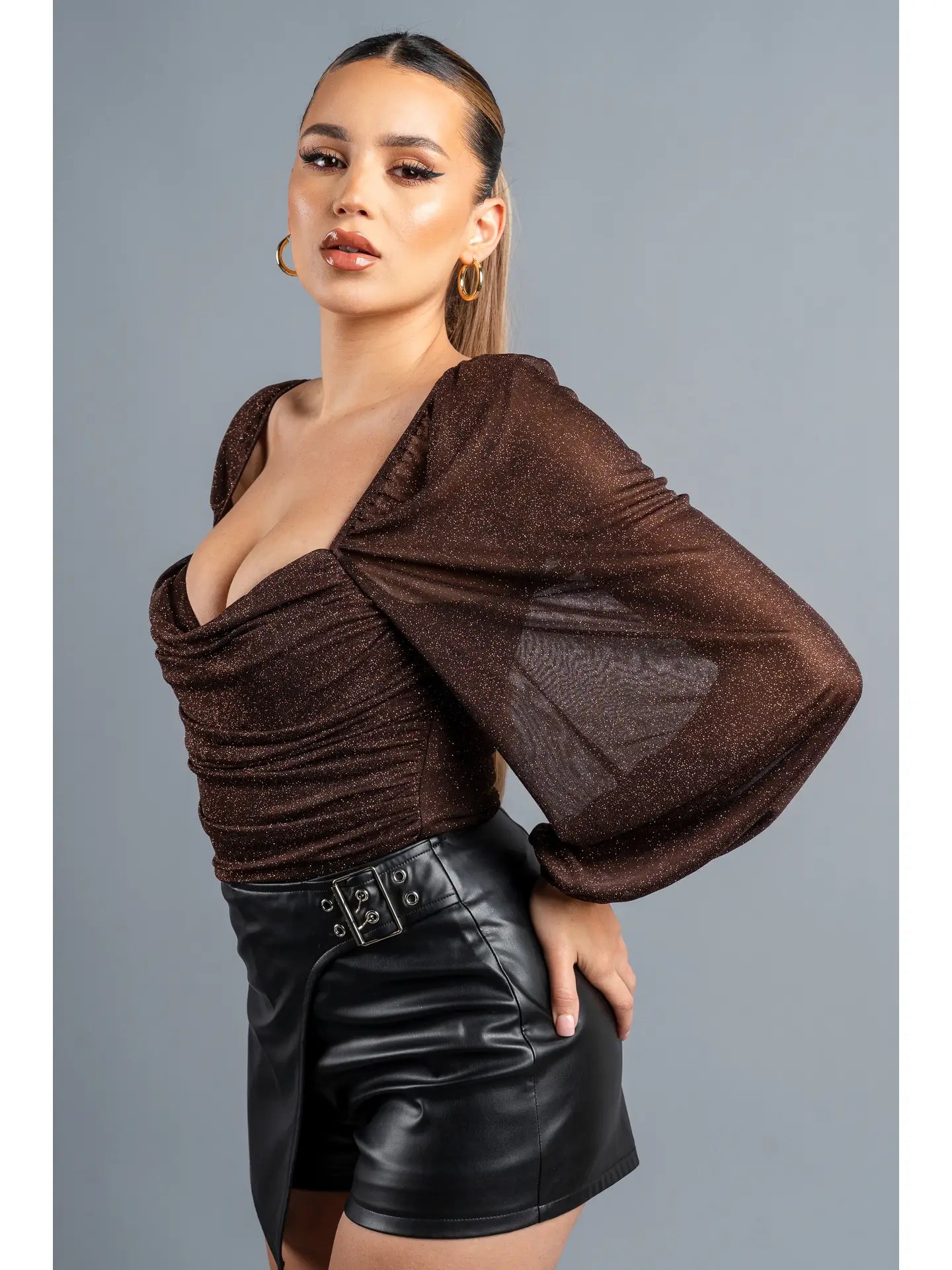 GLITTER SQUARE NECK BODYSUIT