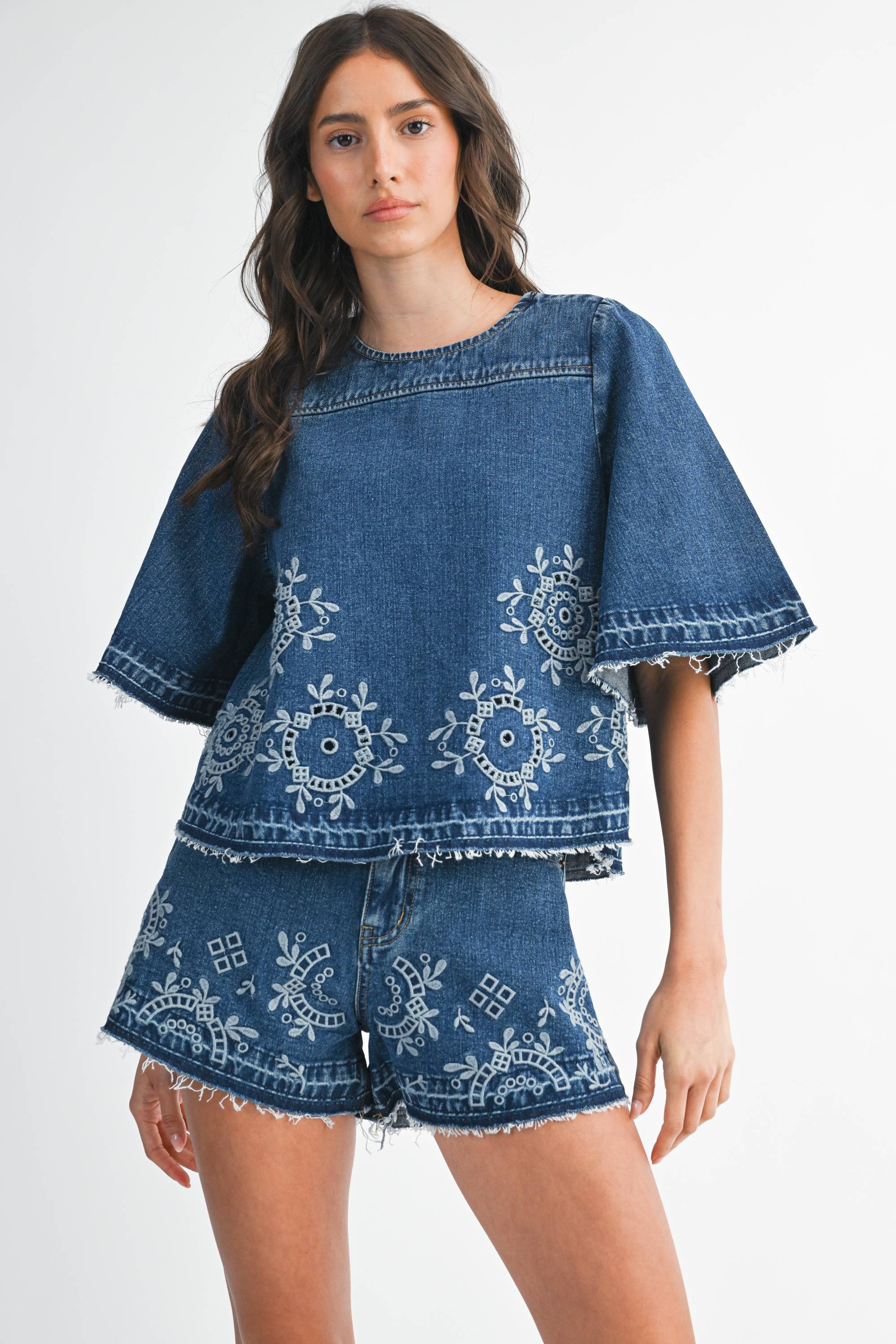 EMBROIDERED DENIM TOP (SET SOLD SEPARATELY)