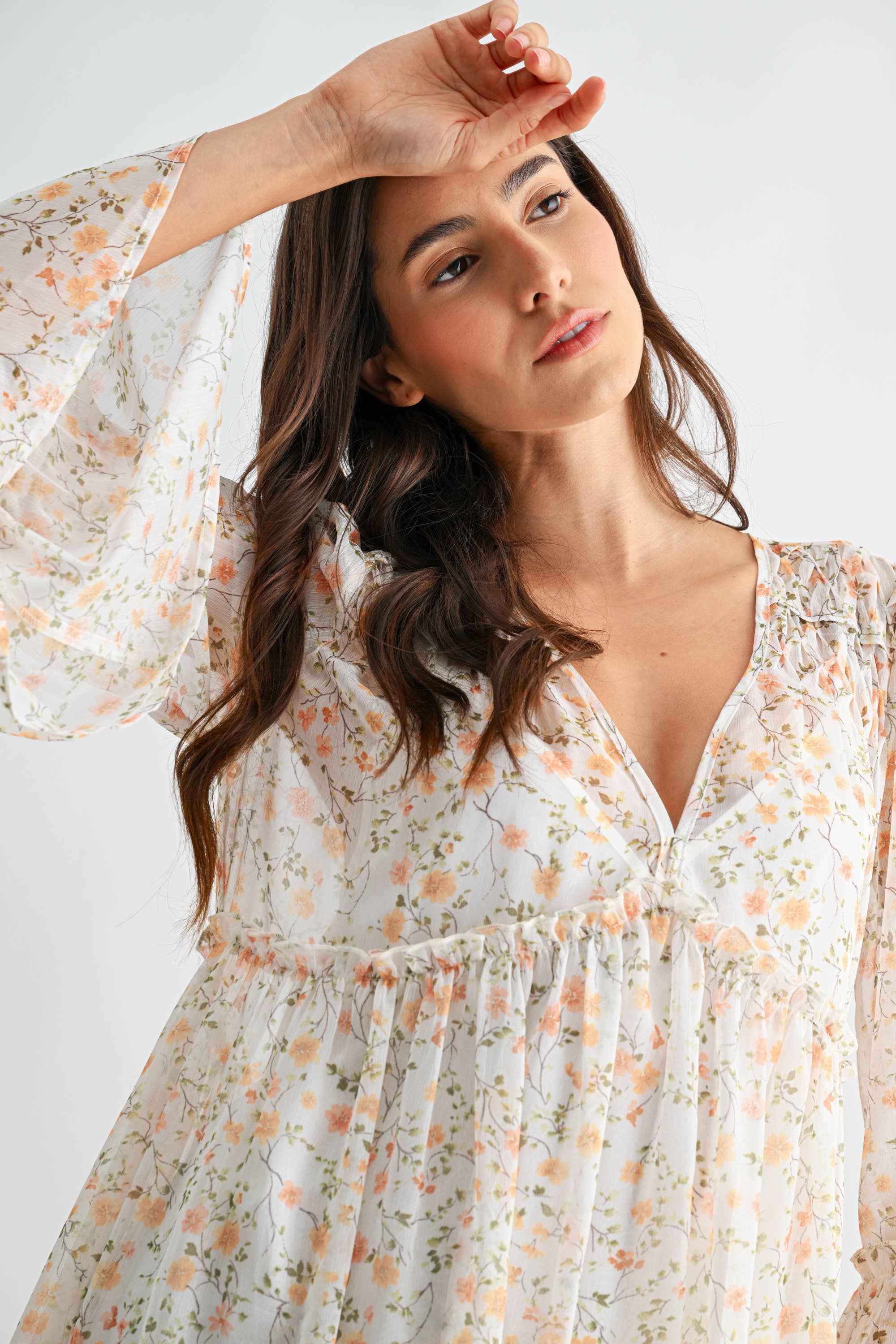 FLORAL RUFFLE MAXI DRESS