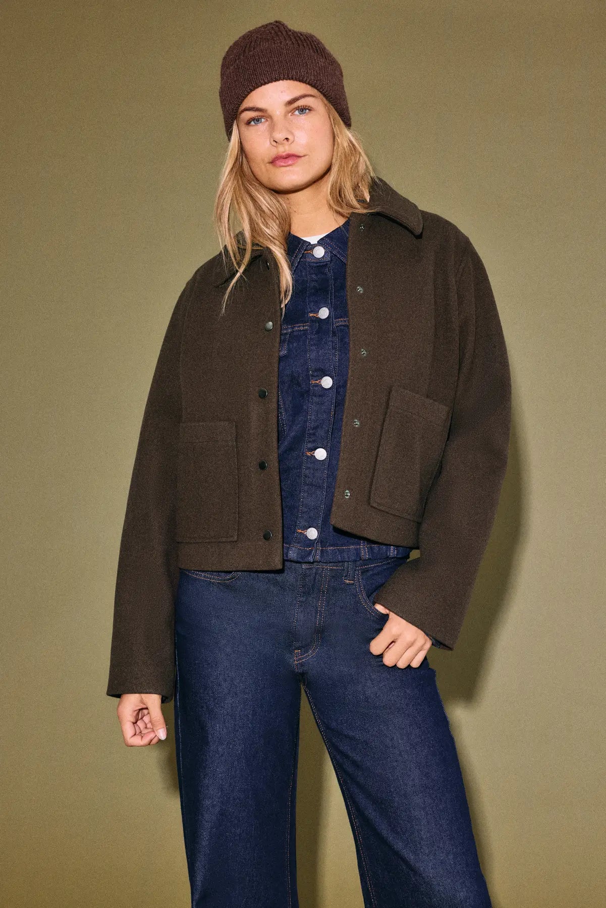 NM LUCY SHORT JACKET | GREY & CHOCOLATE BROWN