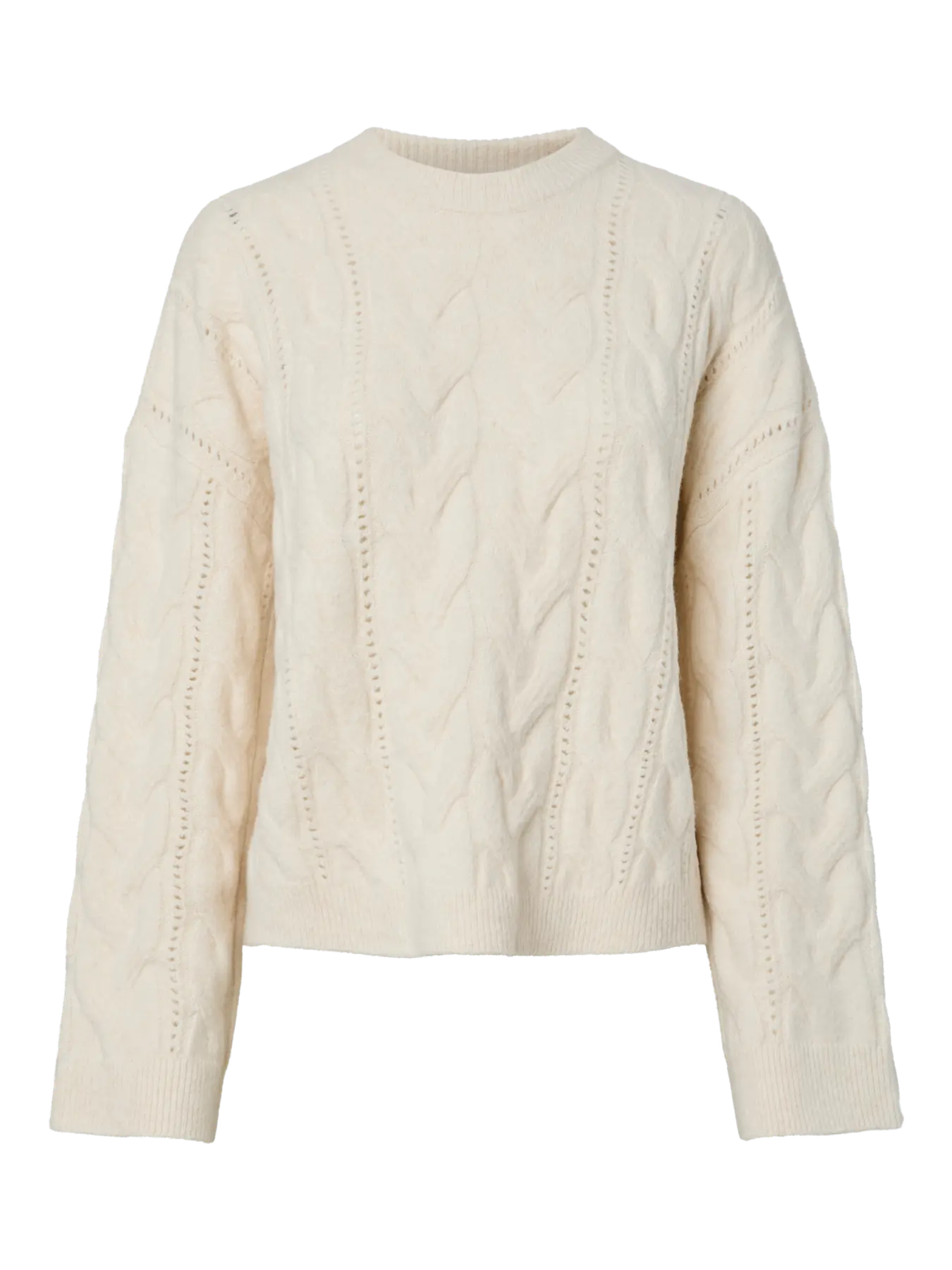 PIECES KATHY O-NECK CABLE KNIT SWEATER