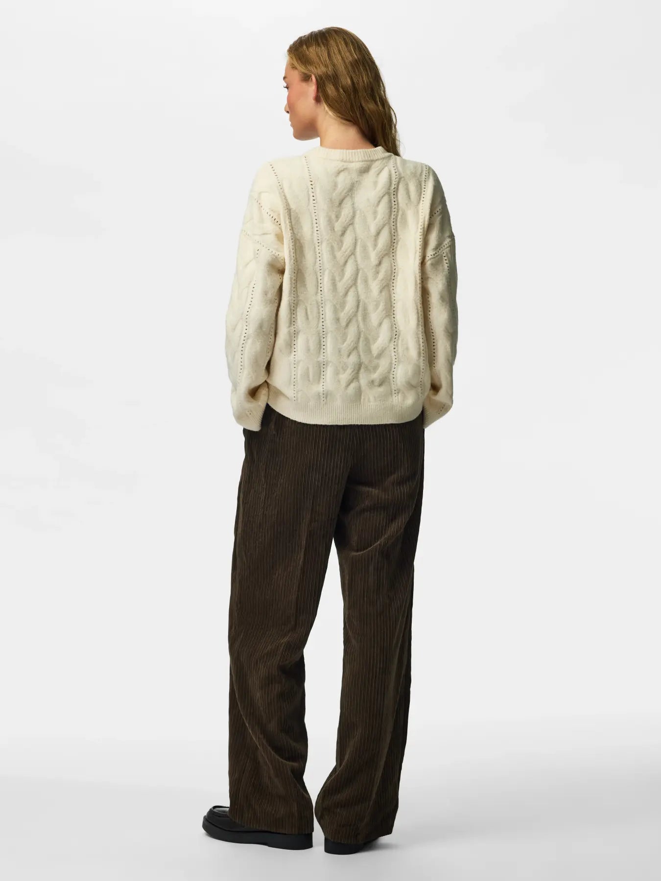 PIECES KATHY O-NECK CABLE KNIT SWEATER