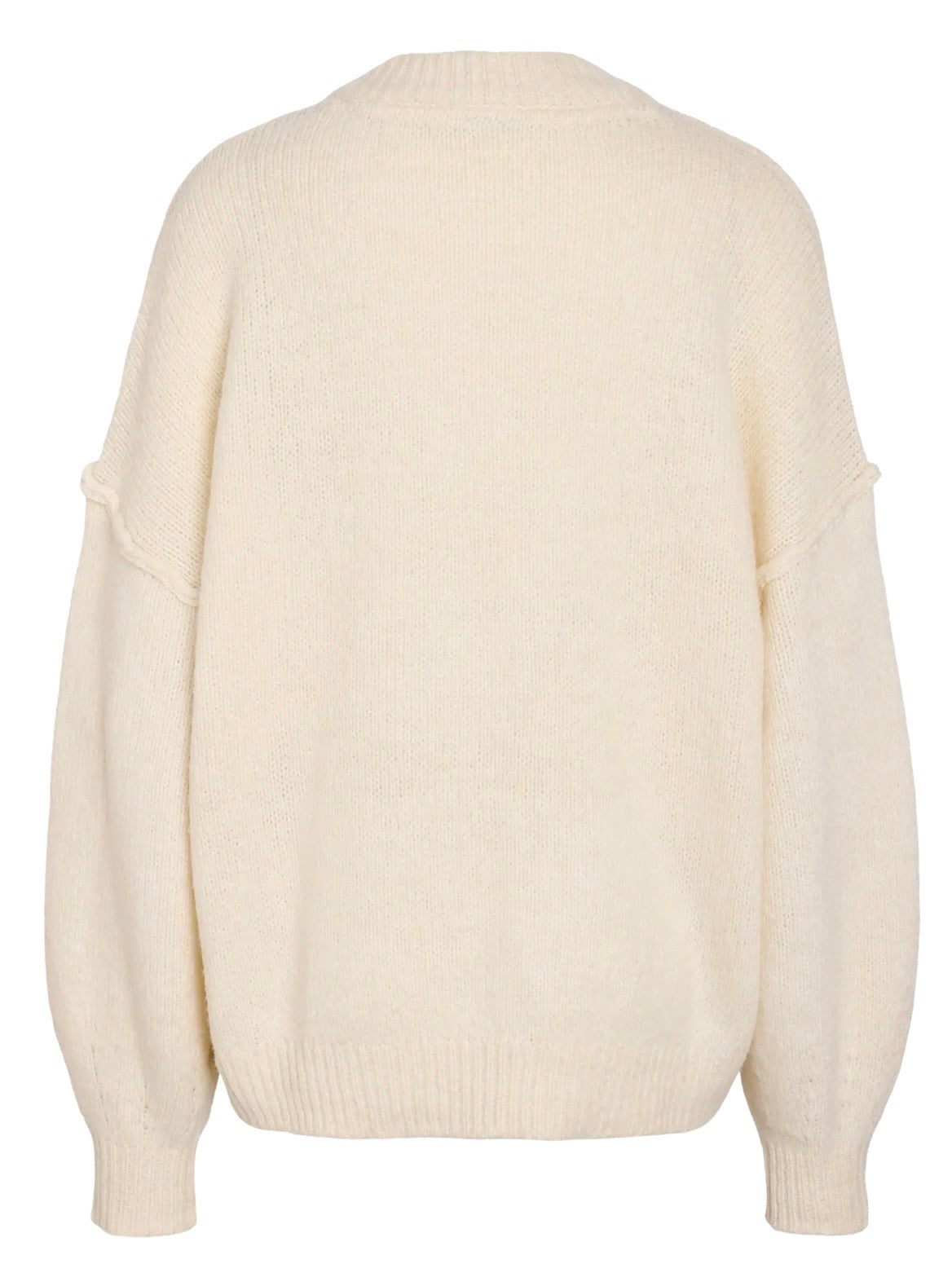 NM LUSIA O-NECK KNIT SWEATER | GRAY & CREAM