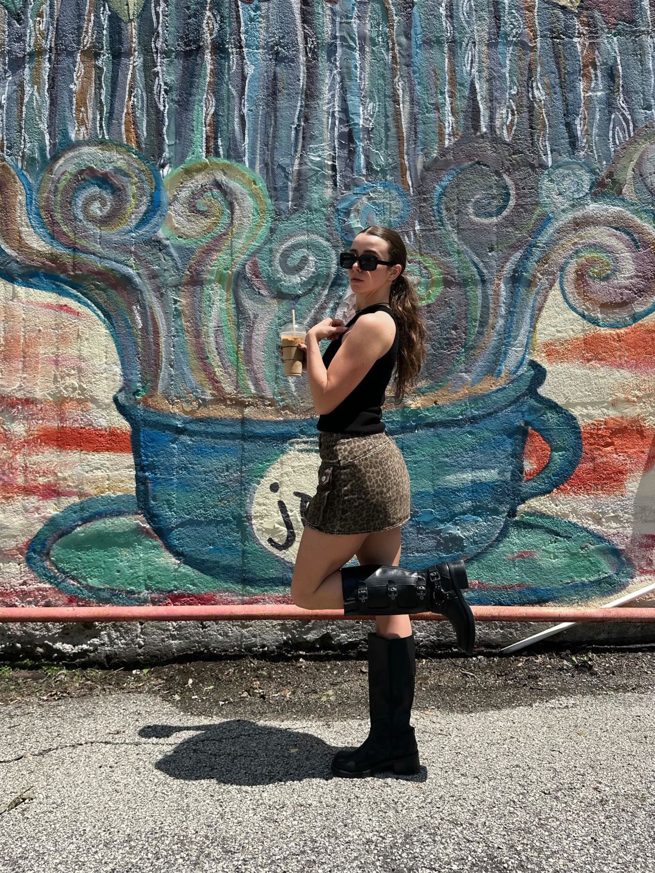 EMBER LEOPARD MID-RISE MINI SKIRT