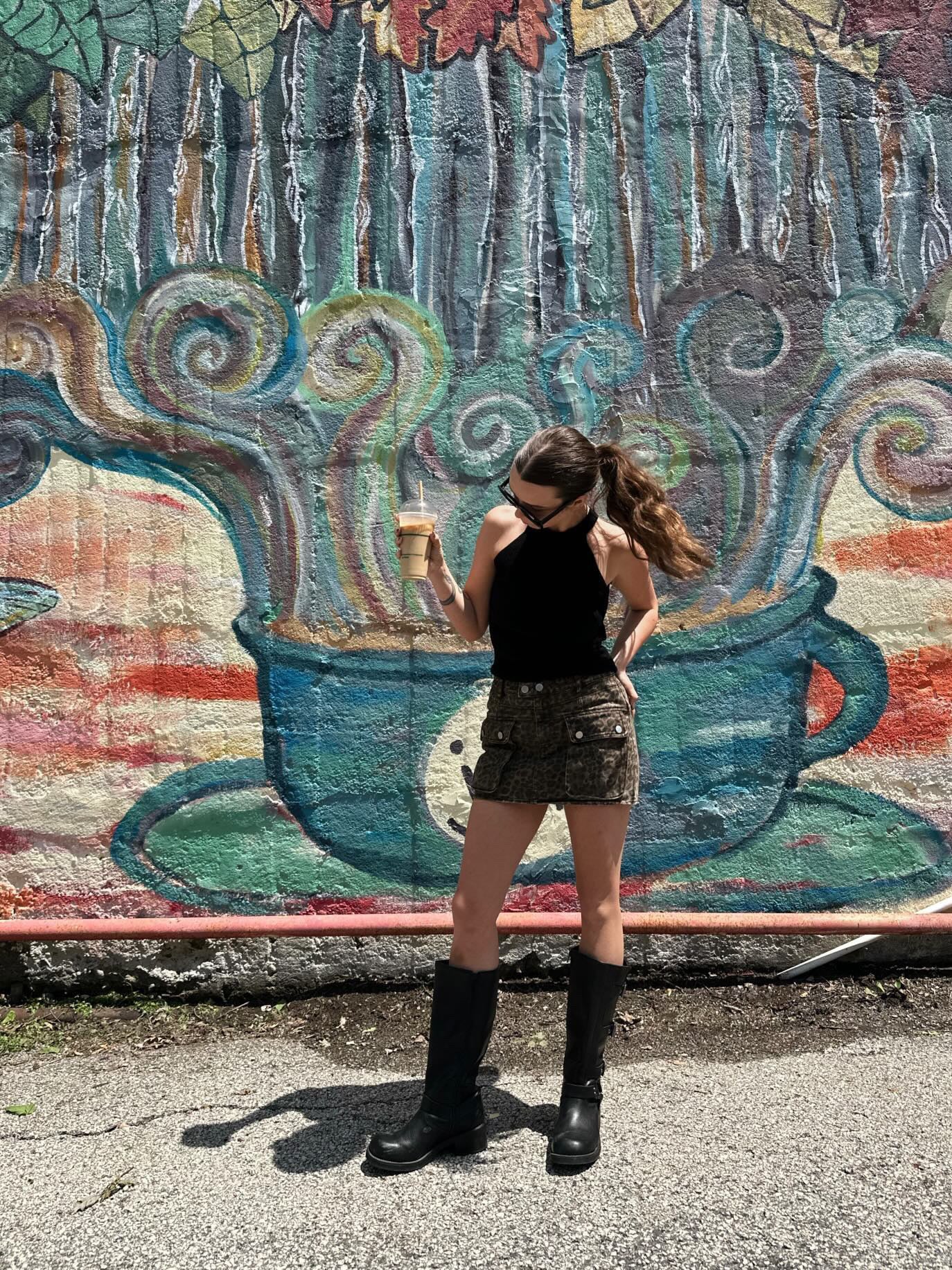 EMBER LEOPARD MID-RISE MINI SKIRT