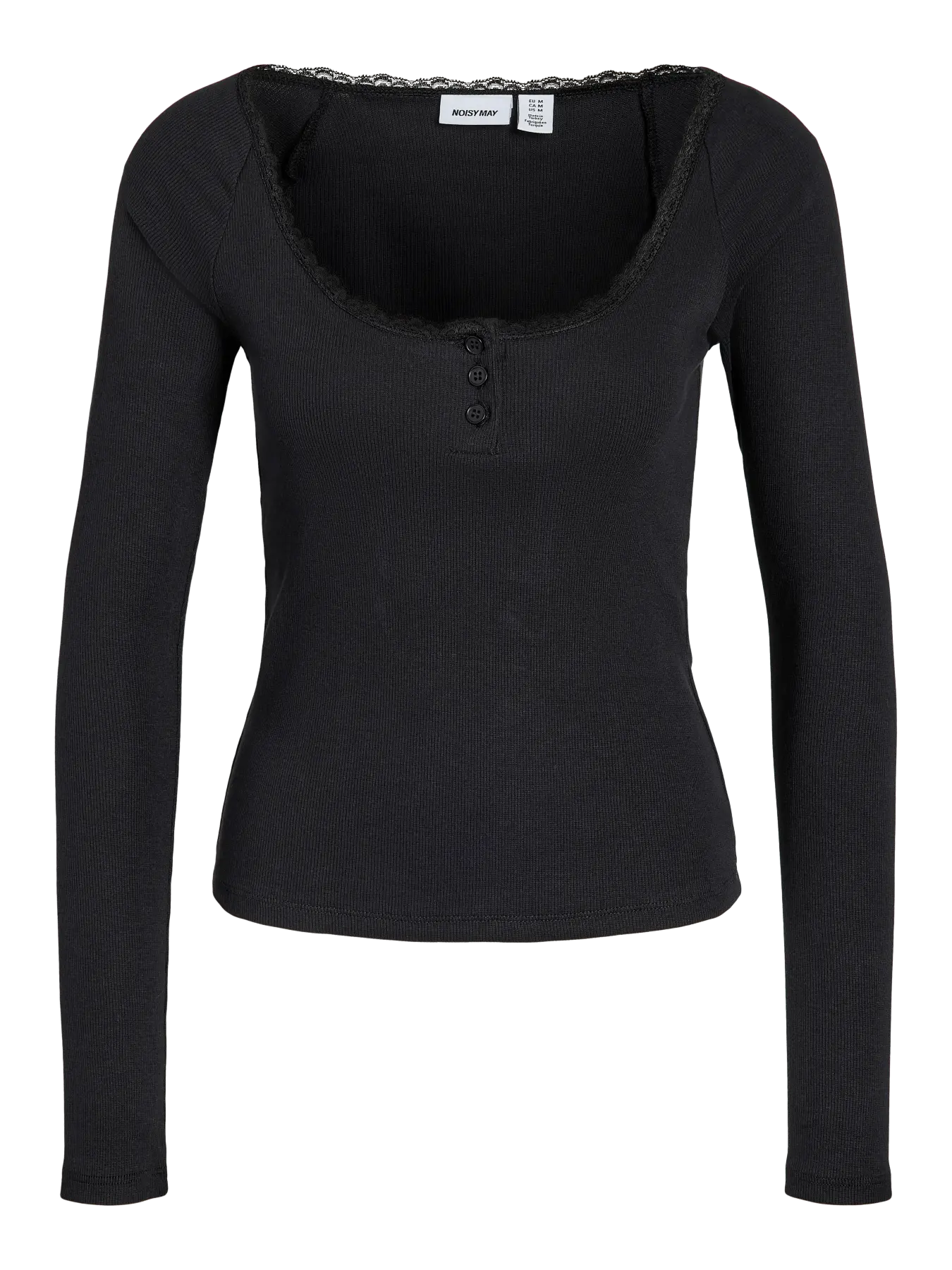 NM MAYA LACE HENLEY TOP | BLACK & BROWN