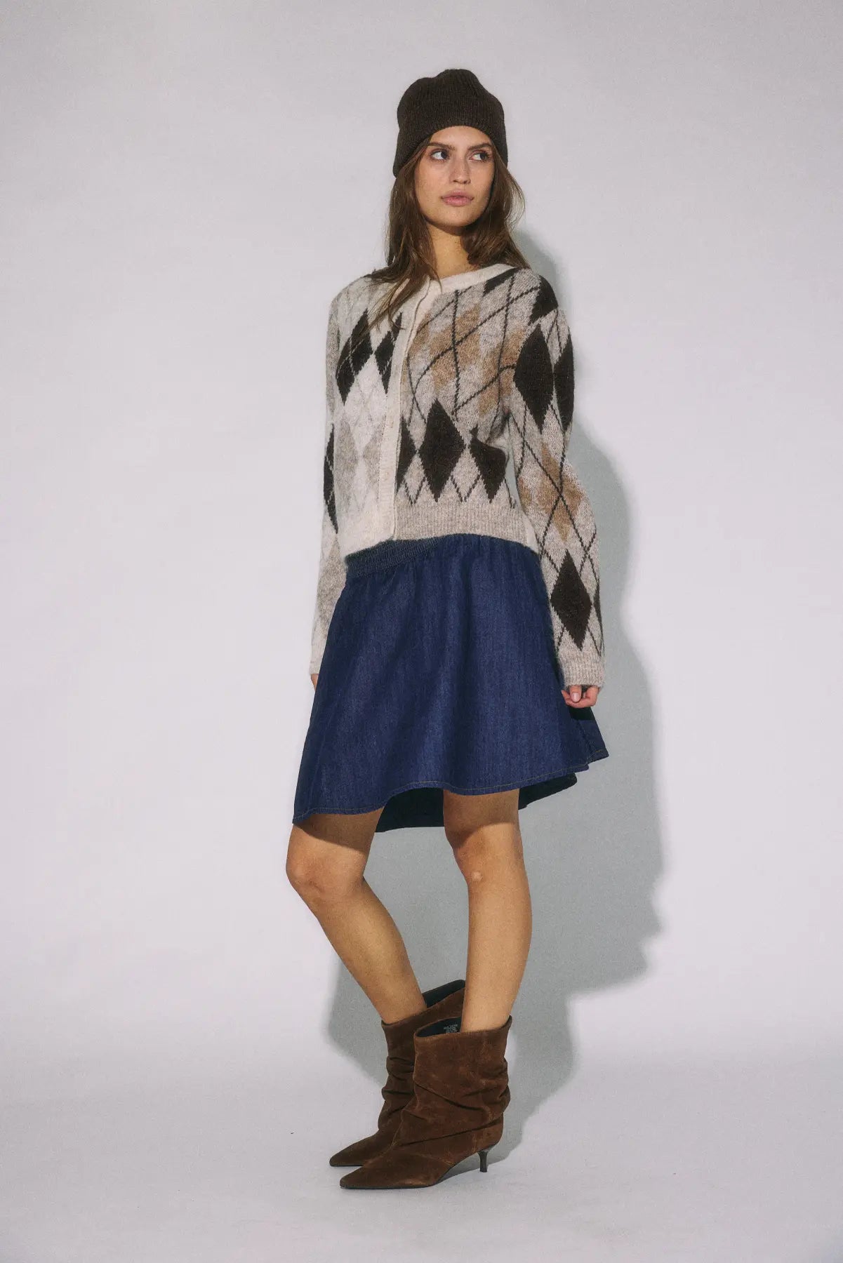NM BLESS ARGYLE KNIT CARDIGAN