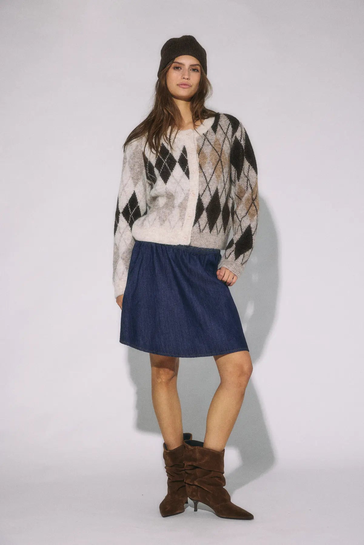 NM BLESS ARGYLE KNIT CARDIGAN