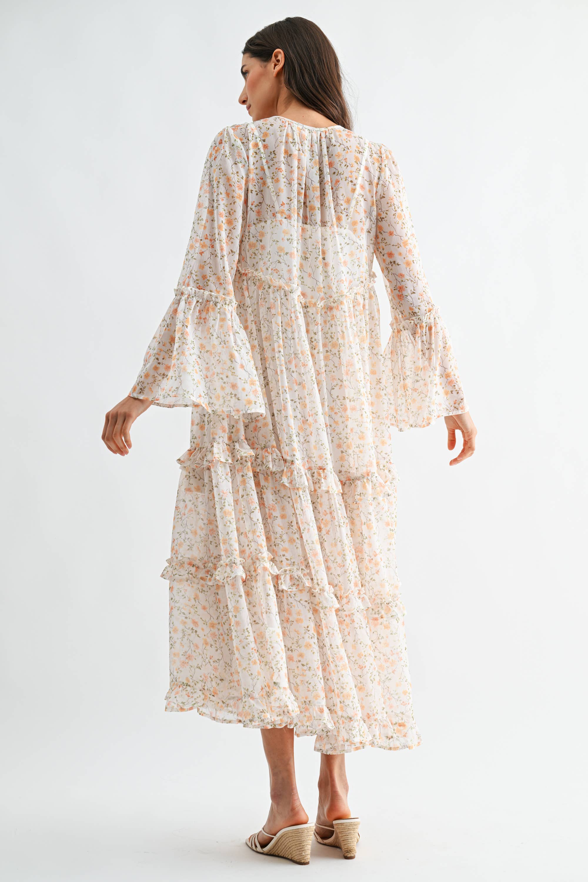 FLORAL RUFFLE MAXI DRESS