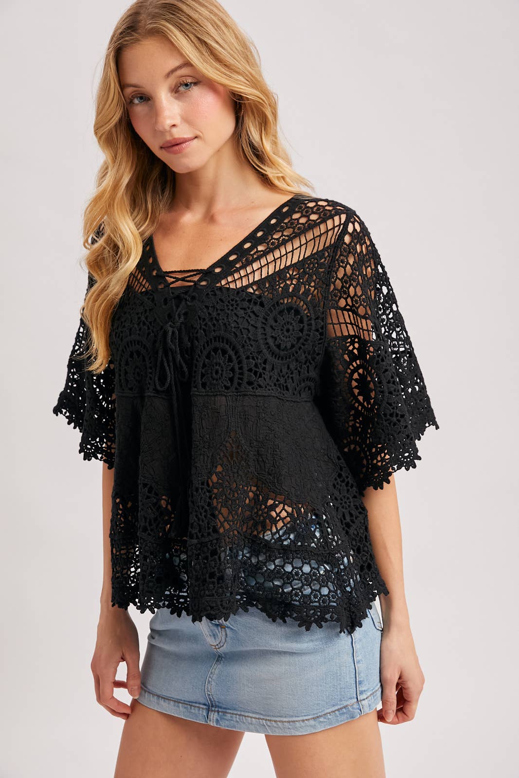 BOHO SHEER CROCHET TOP