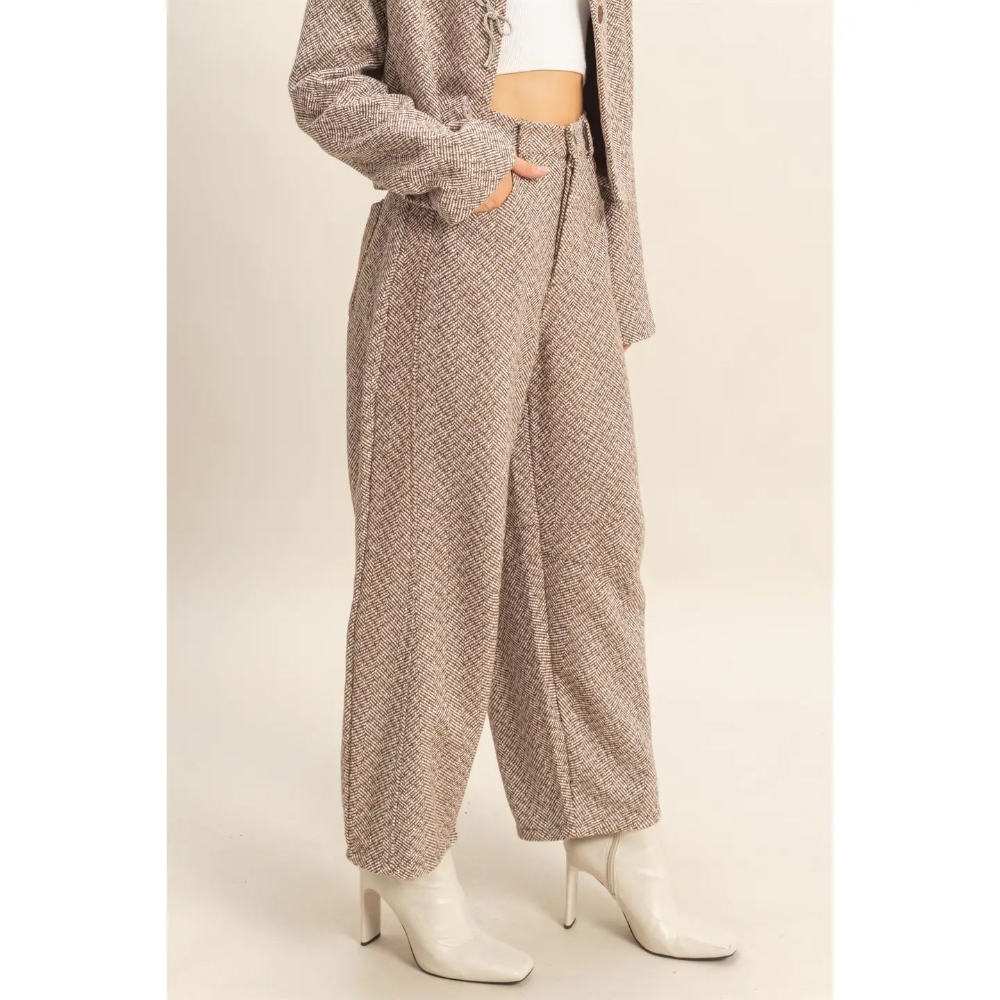 HERRING BONE BARREL PANTS