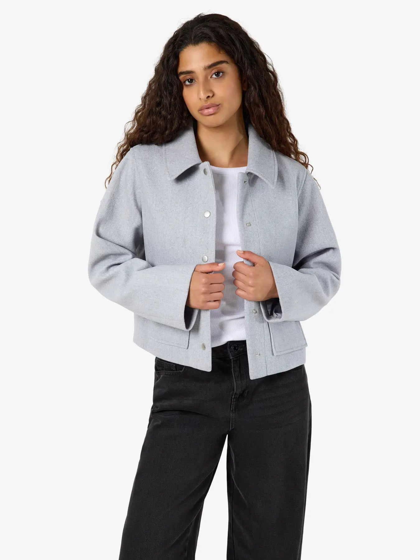 NM LUCY SHORT JACKET | GREY & CHOCOLATE BROWN