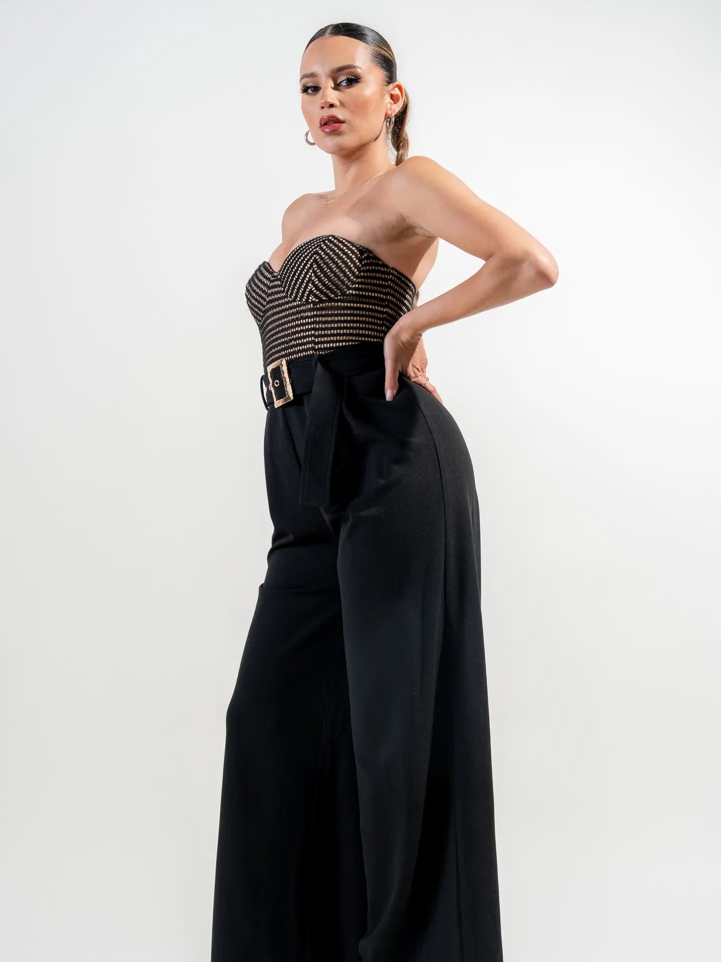 SWEETHEART BELTED JUMPSUIT