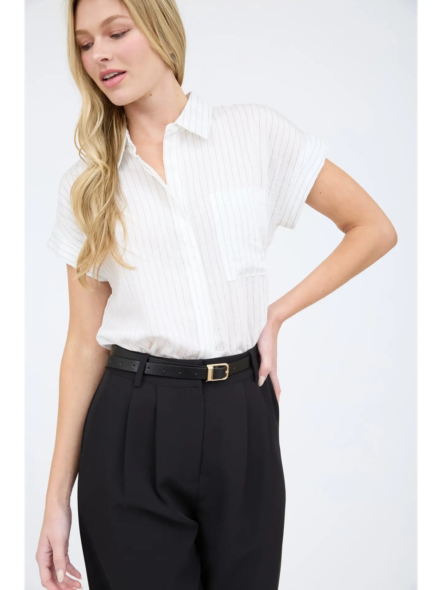 PINSTRIPE COLLARD SHIRT