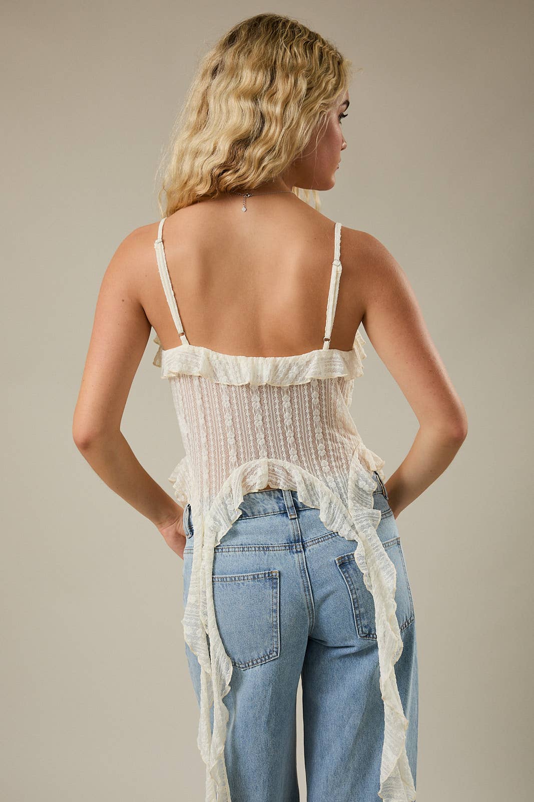 TIE FRONT SLEEVELESS LACE UP