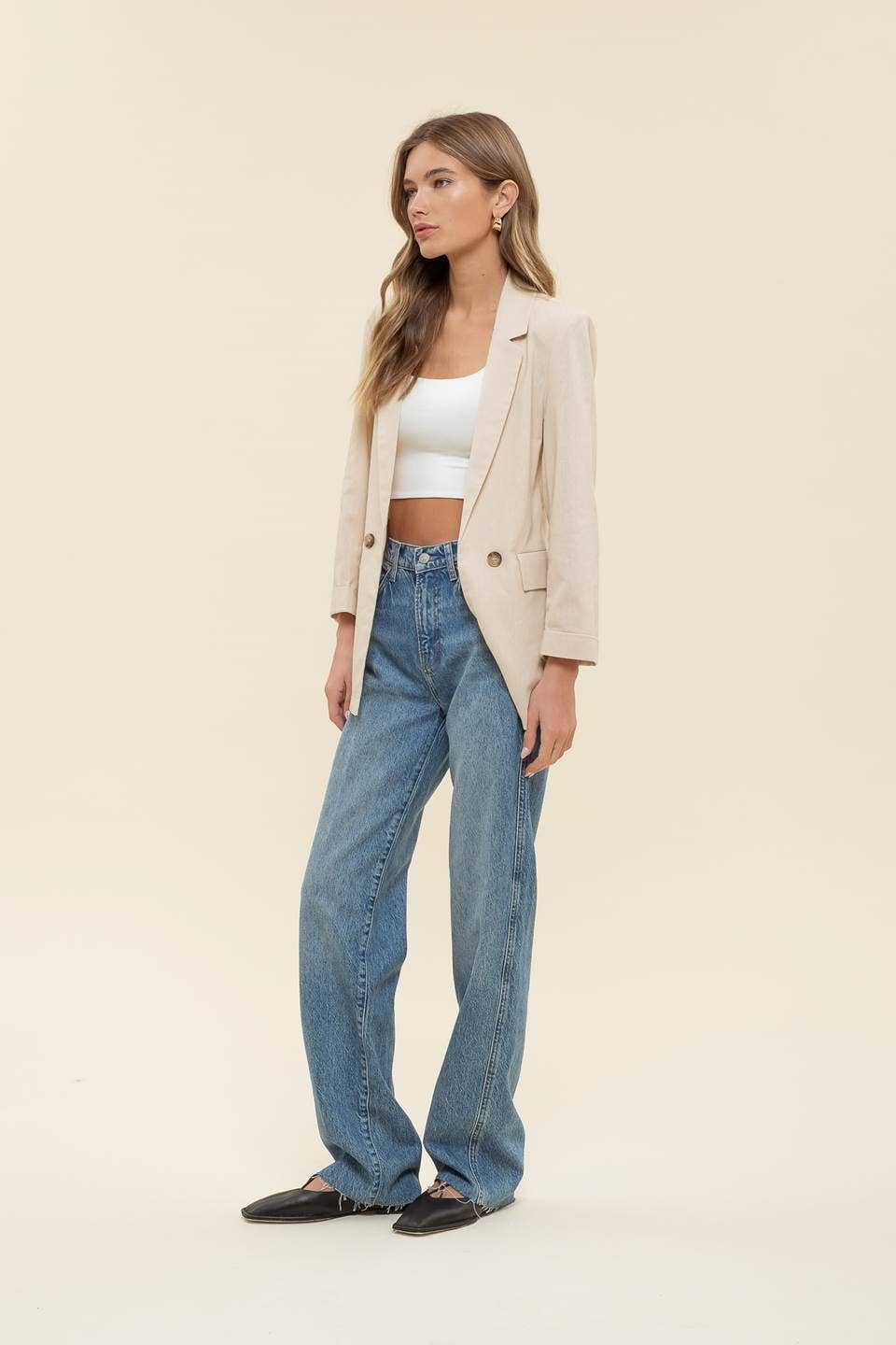OATMEAL COLLARED BLAZER
