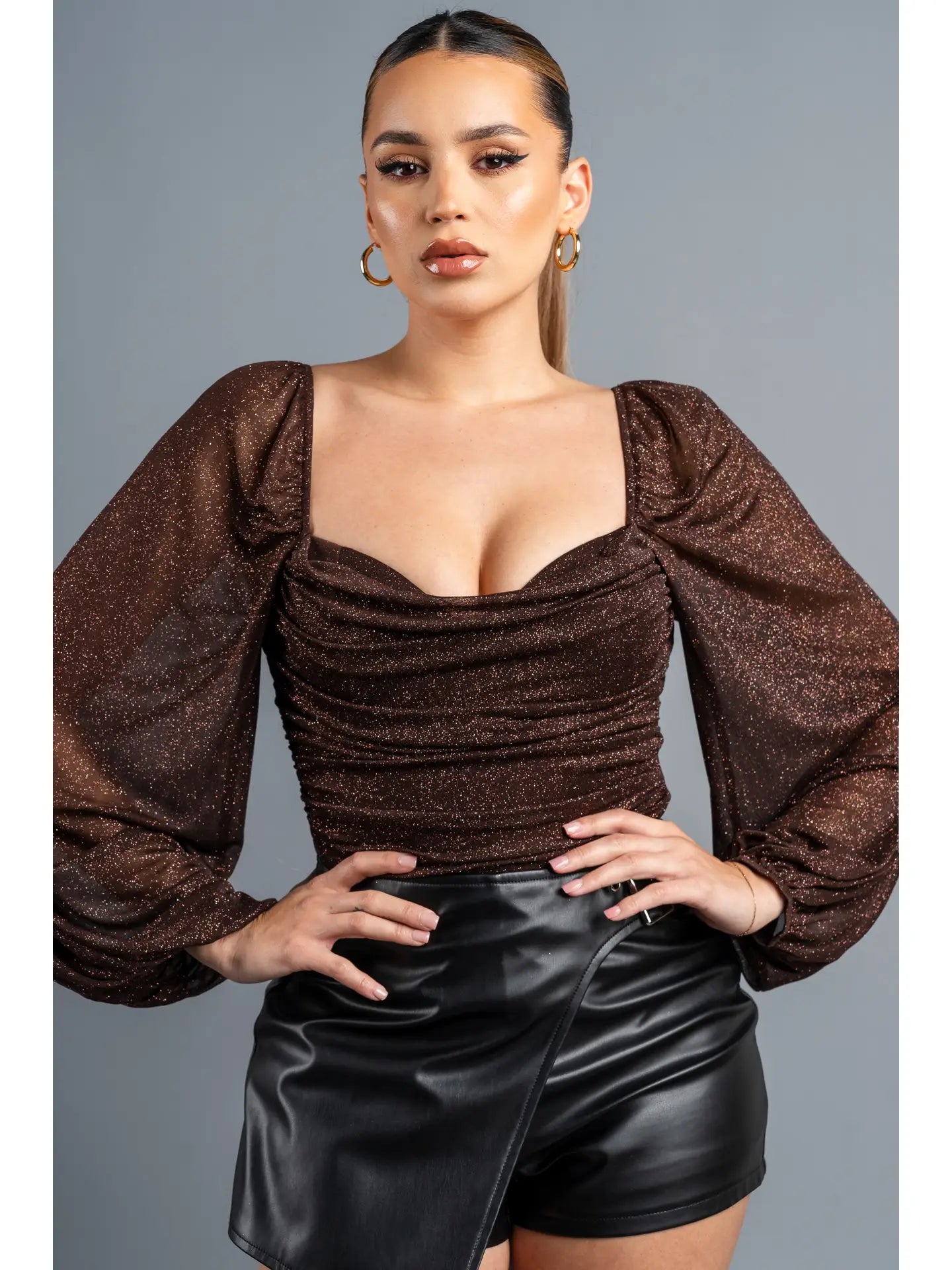 GLITTER SQUARE NECK BODYSUIT