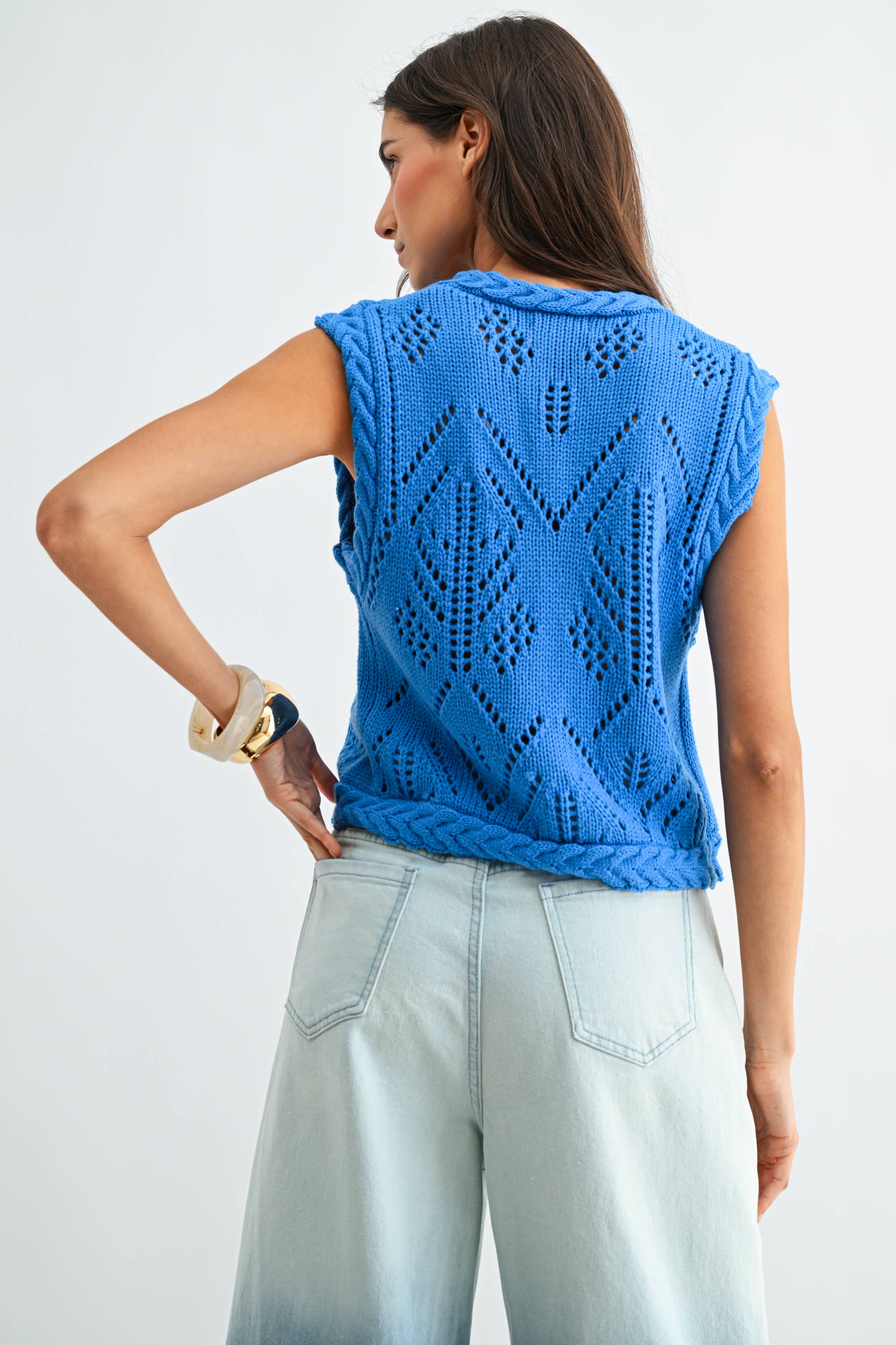 BLUE CROCHET VEST