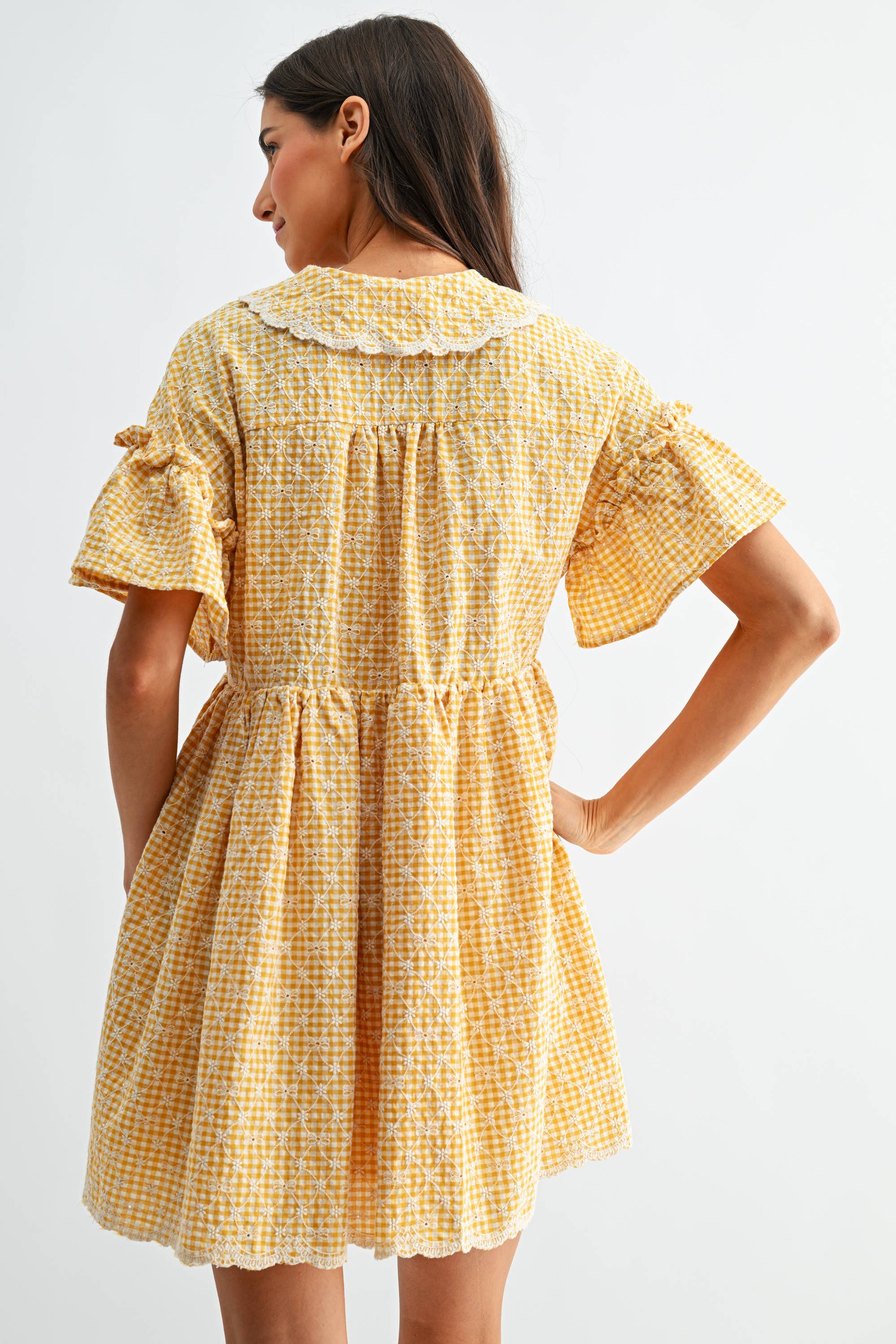 SUNNY DAYS GINGHAM BABYDOLL DRESS
