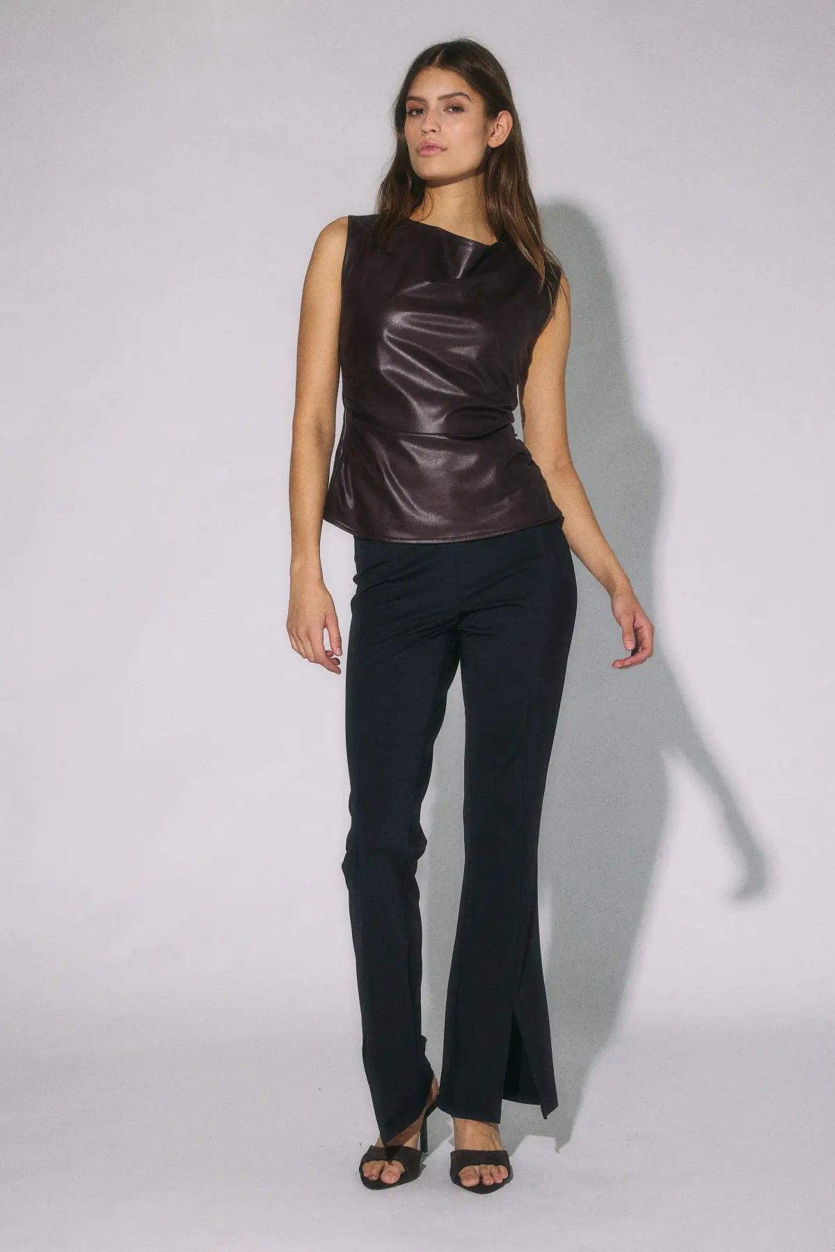 NM SANDY LEATHER TOP | CHOCOLATE PLUM