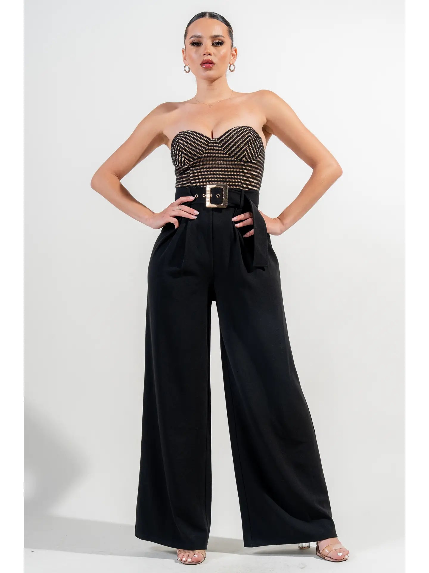 SWEETHEART BELTED JUMPSUIT