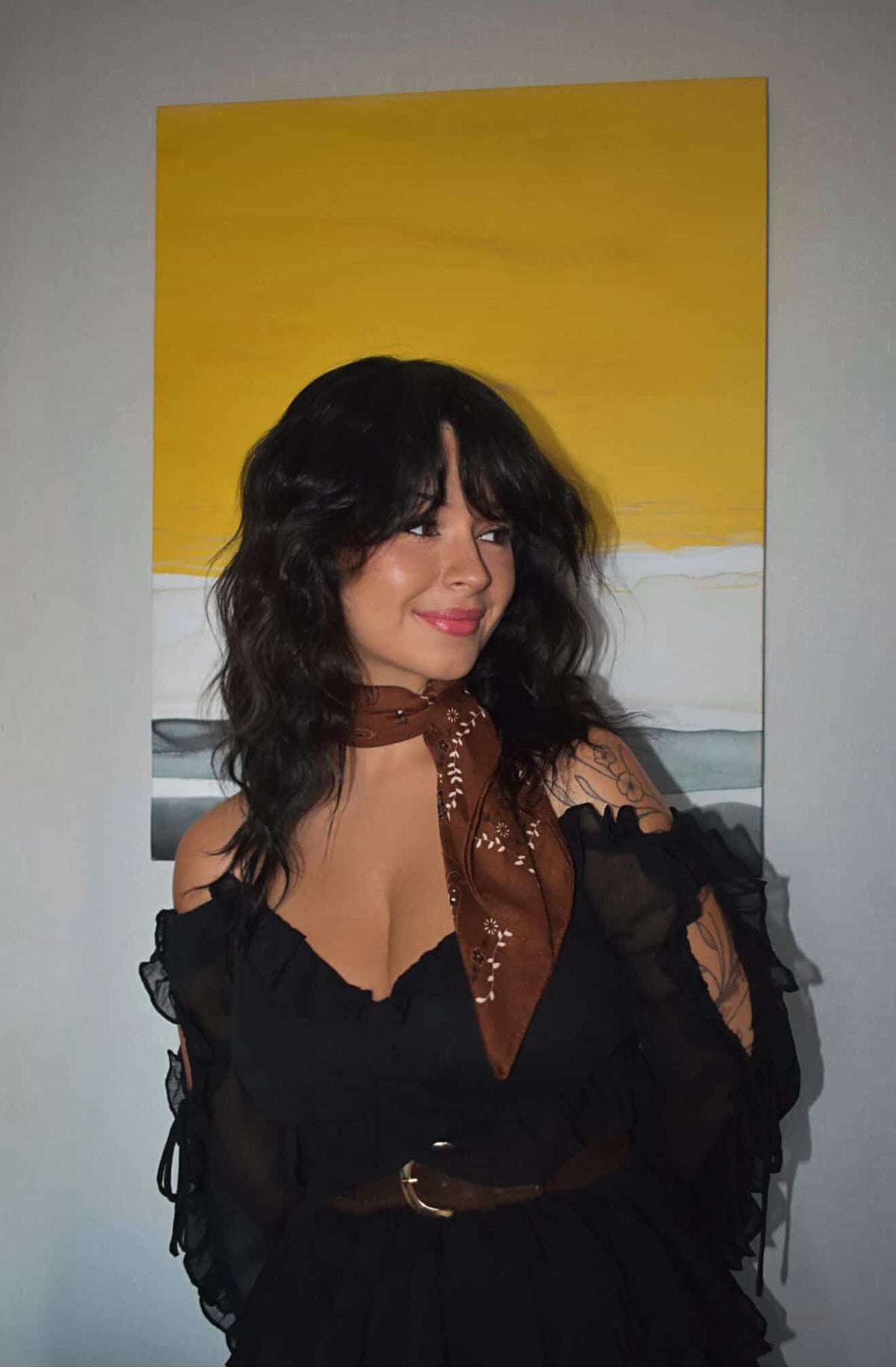BLACK RUFFLE MINI DRESS
