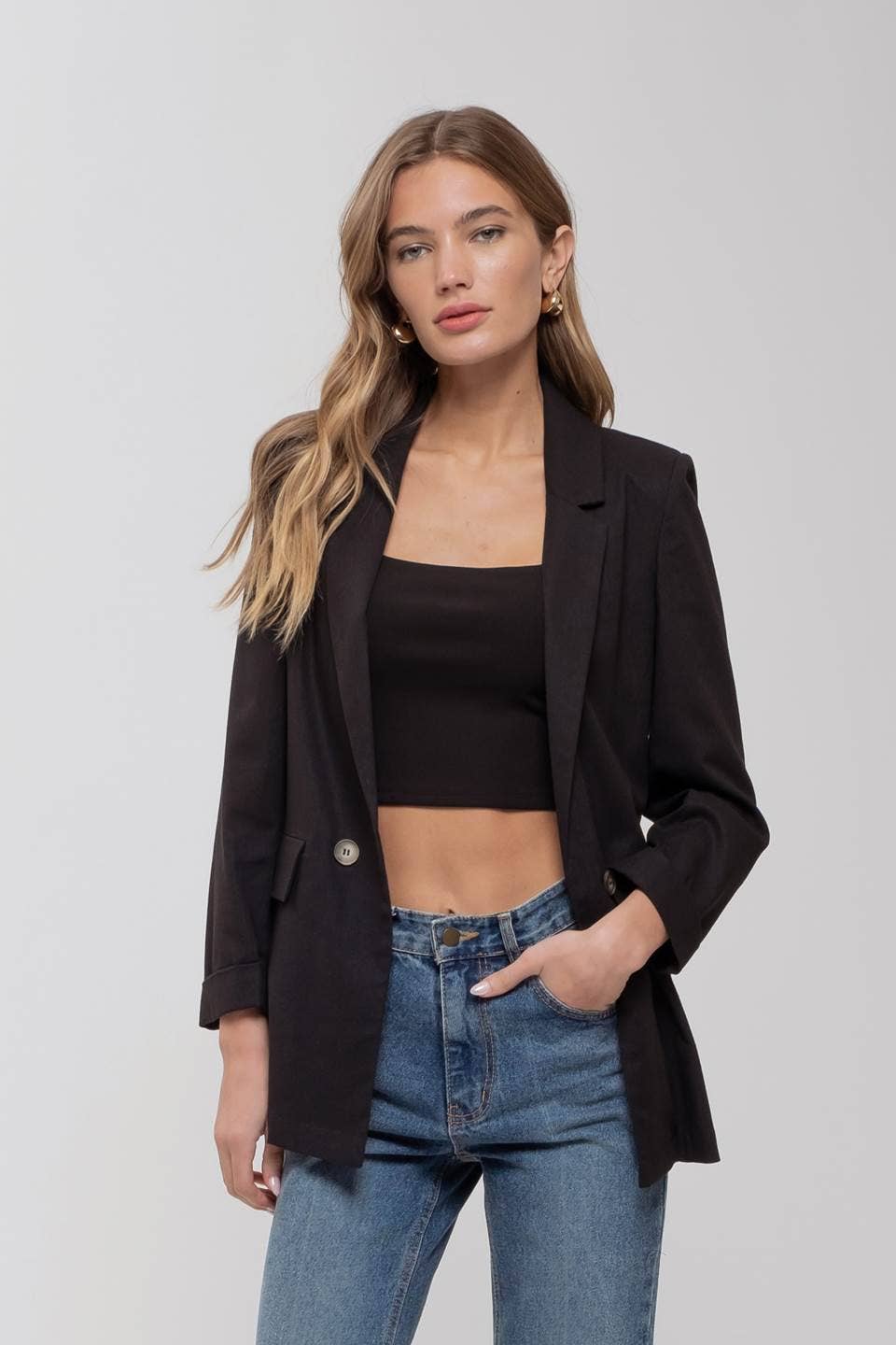 OATMEAL COLLARED BLAZER