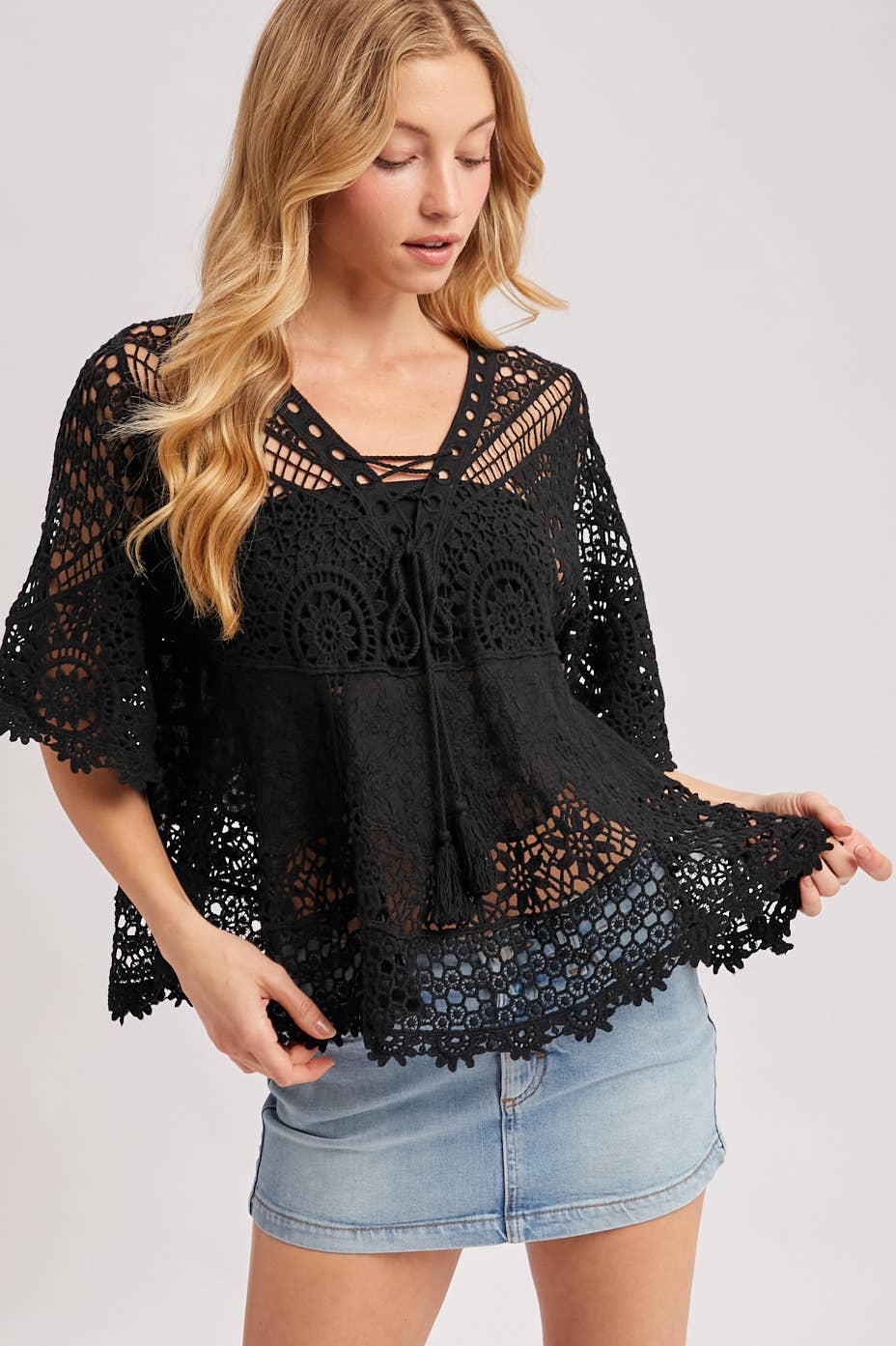 BOHO SHEER CROCHET TOP