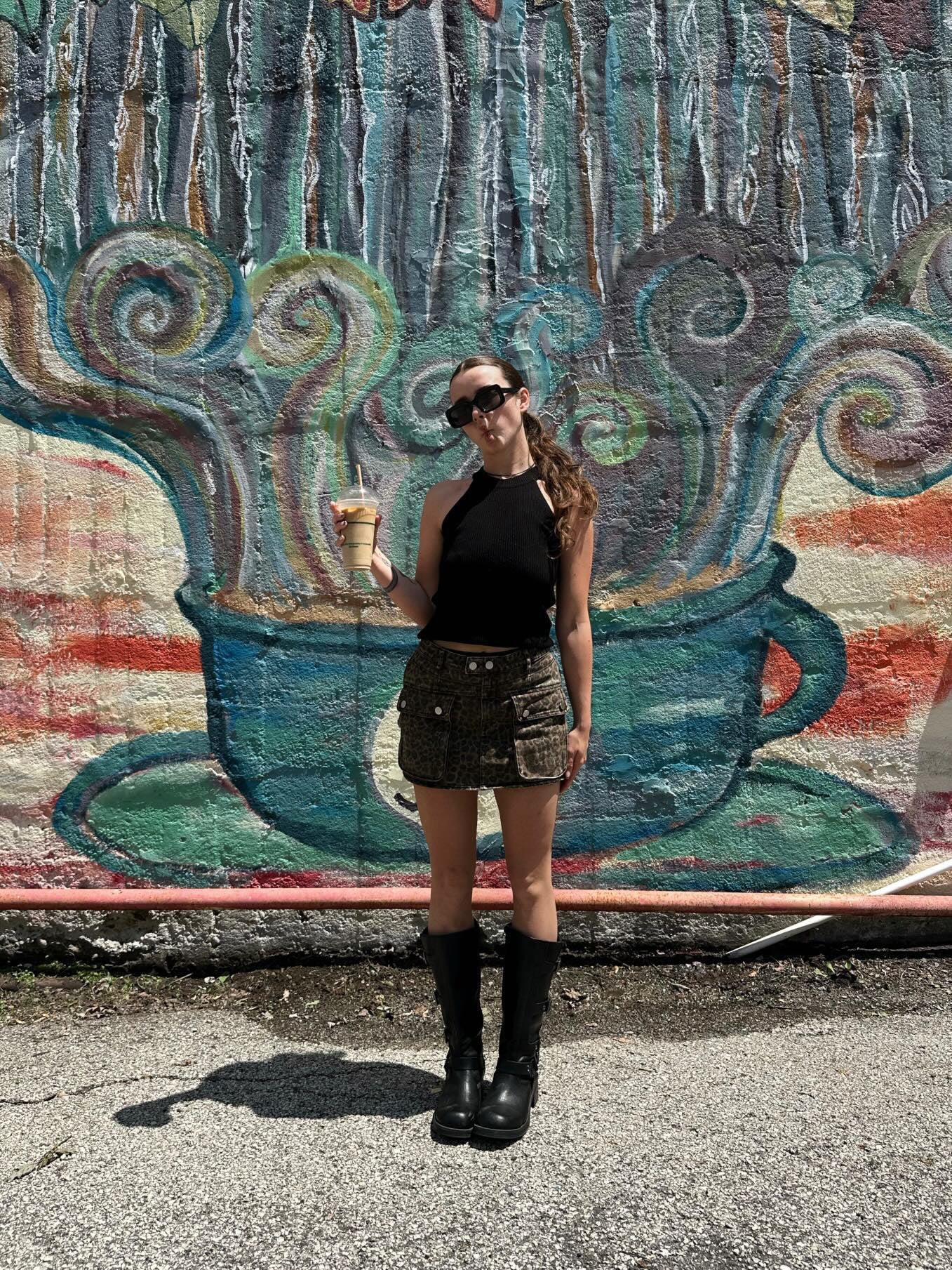 EMBER LEOPARD MID-RISE MINI SKIRT