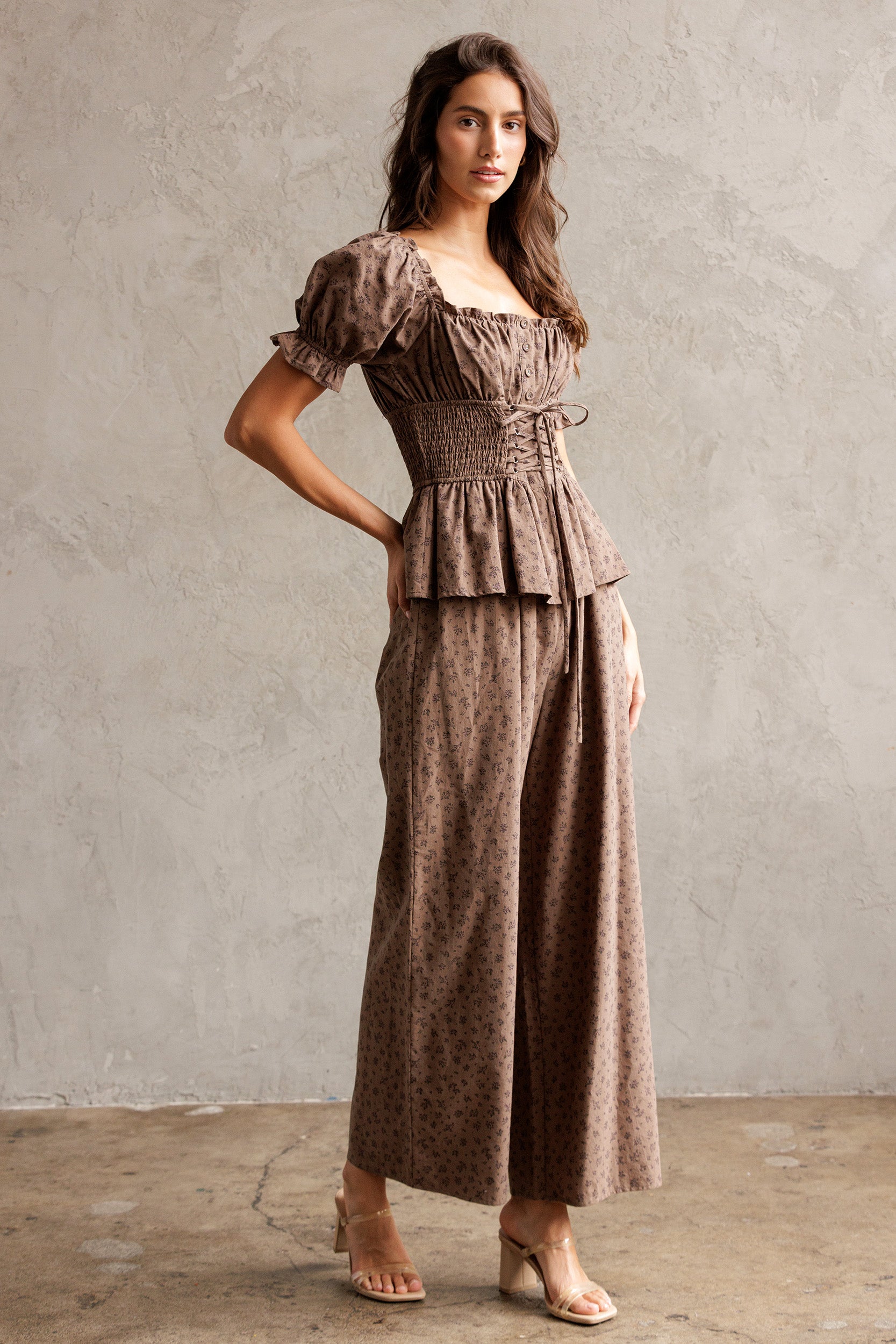 ALLIE SMOCKED WAIST JUMPSUIT