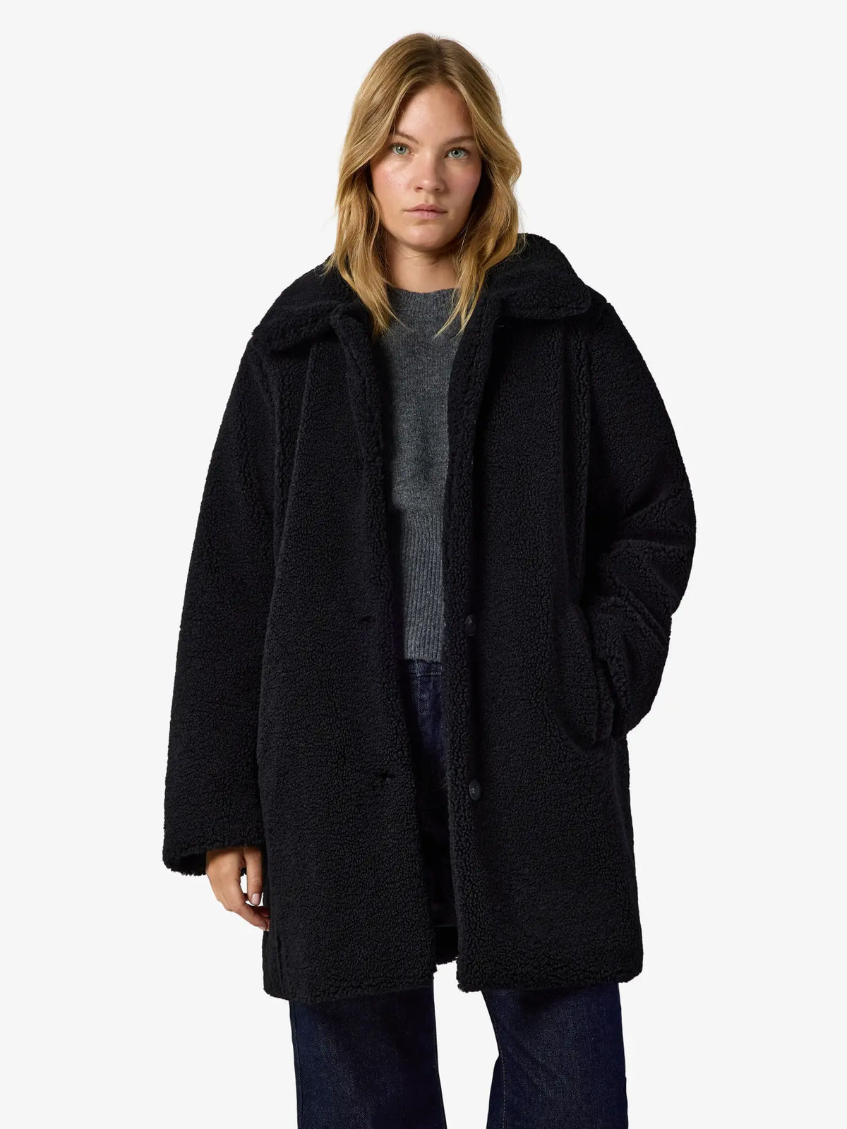 NM NATI TEDDY COAT | BIRCH & BLACK